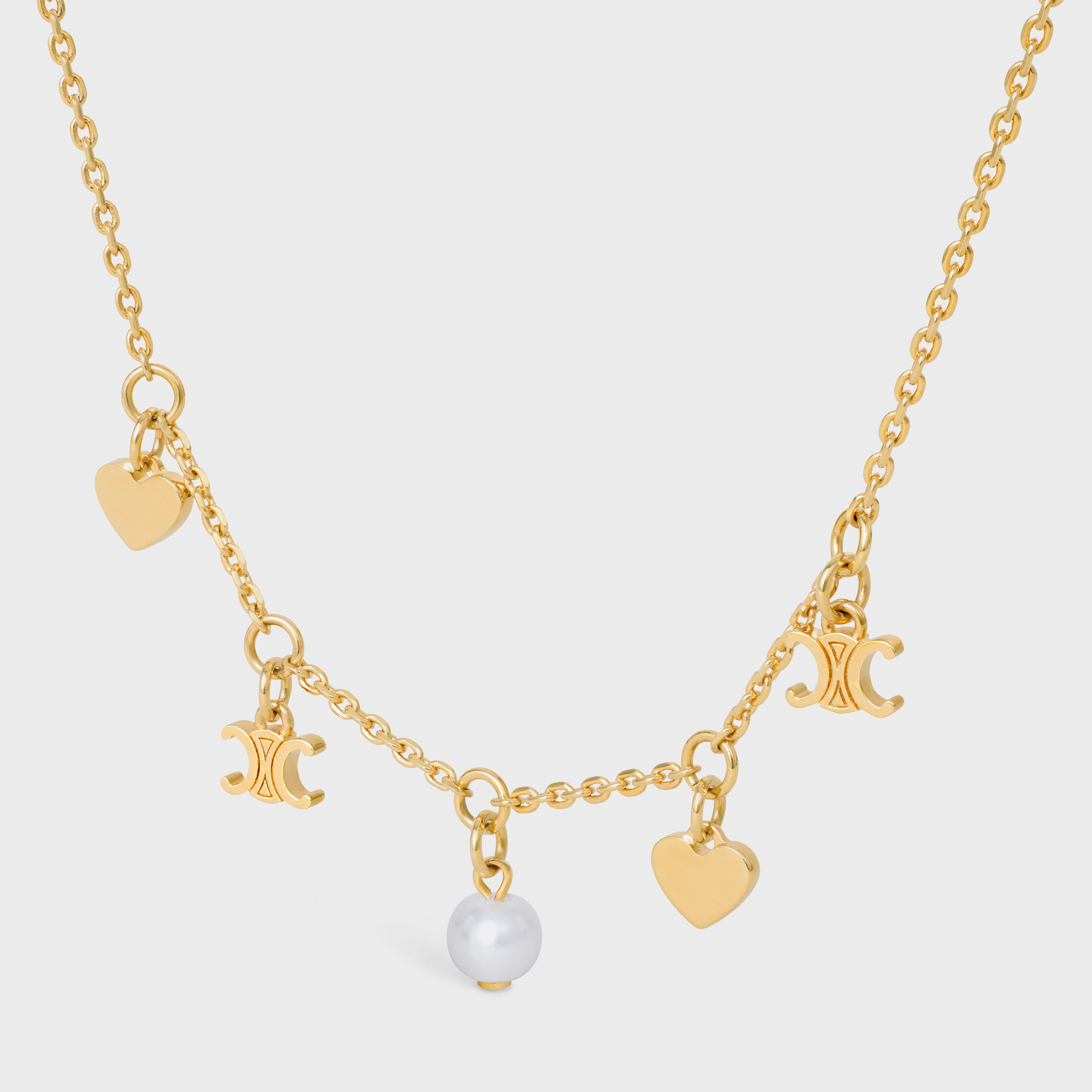 Heart Celine Charms Necklace - Gold/Ivory - Image 3