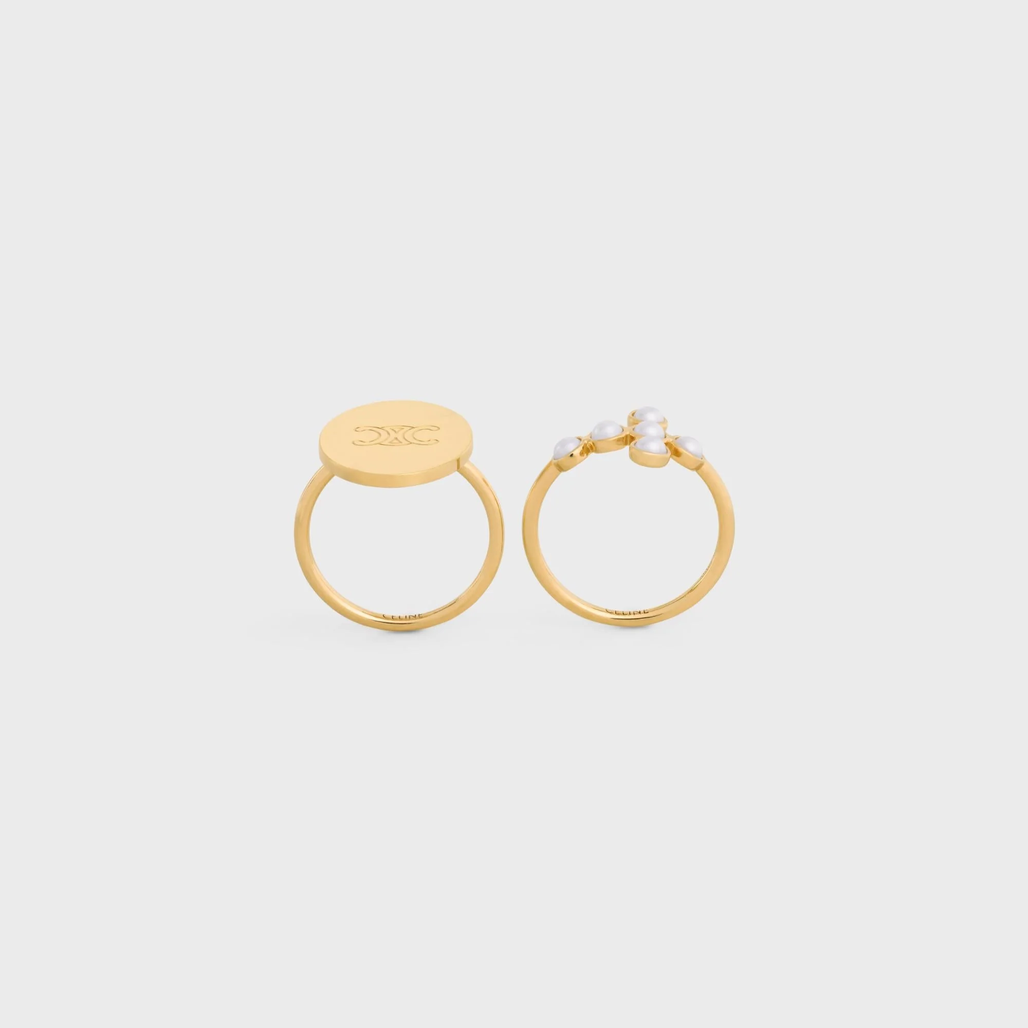Triumph Folk Set Of 2 Rings - Gold/Ivory