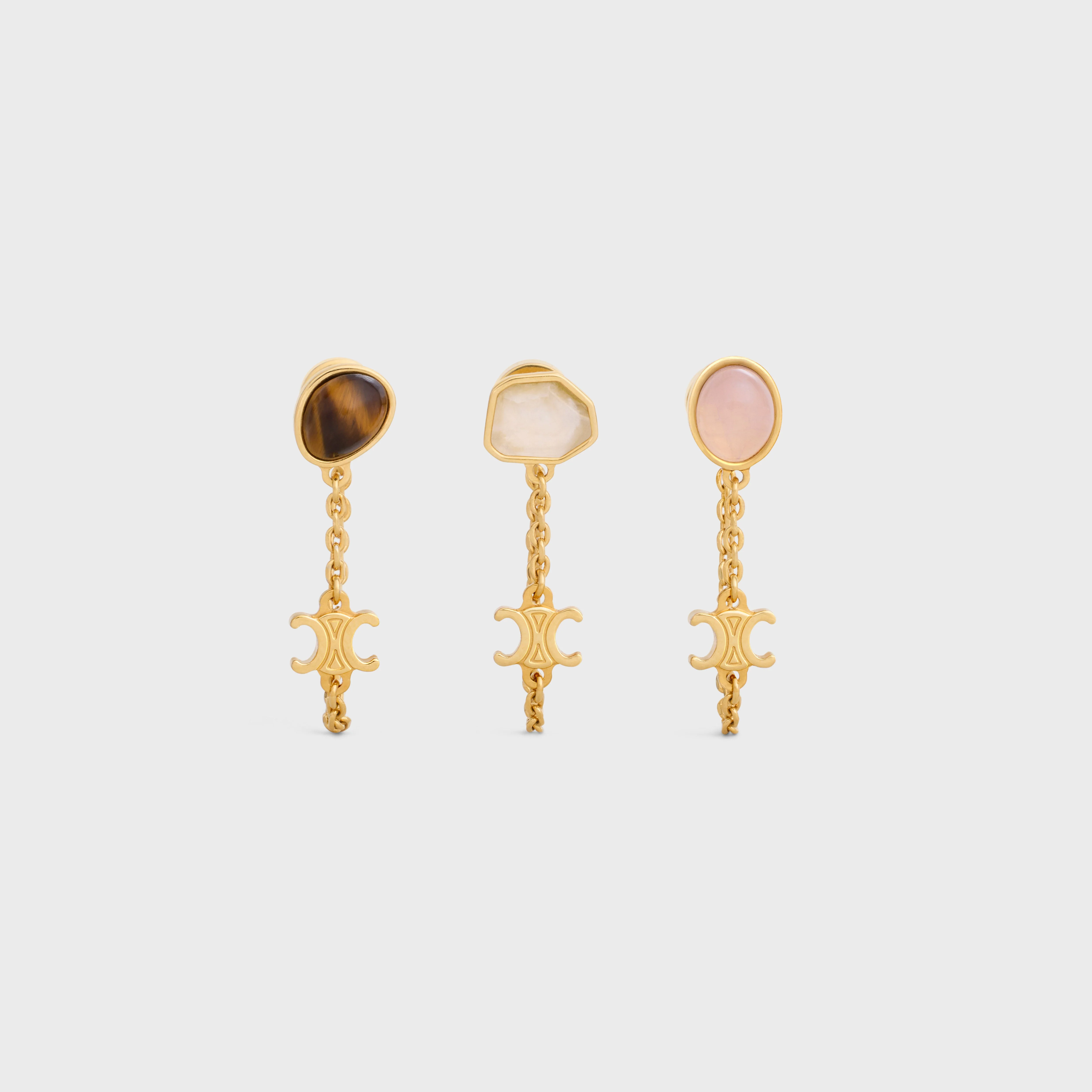 Indie Triumph Set Of 3 Earrings - Gold & Multicolour