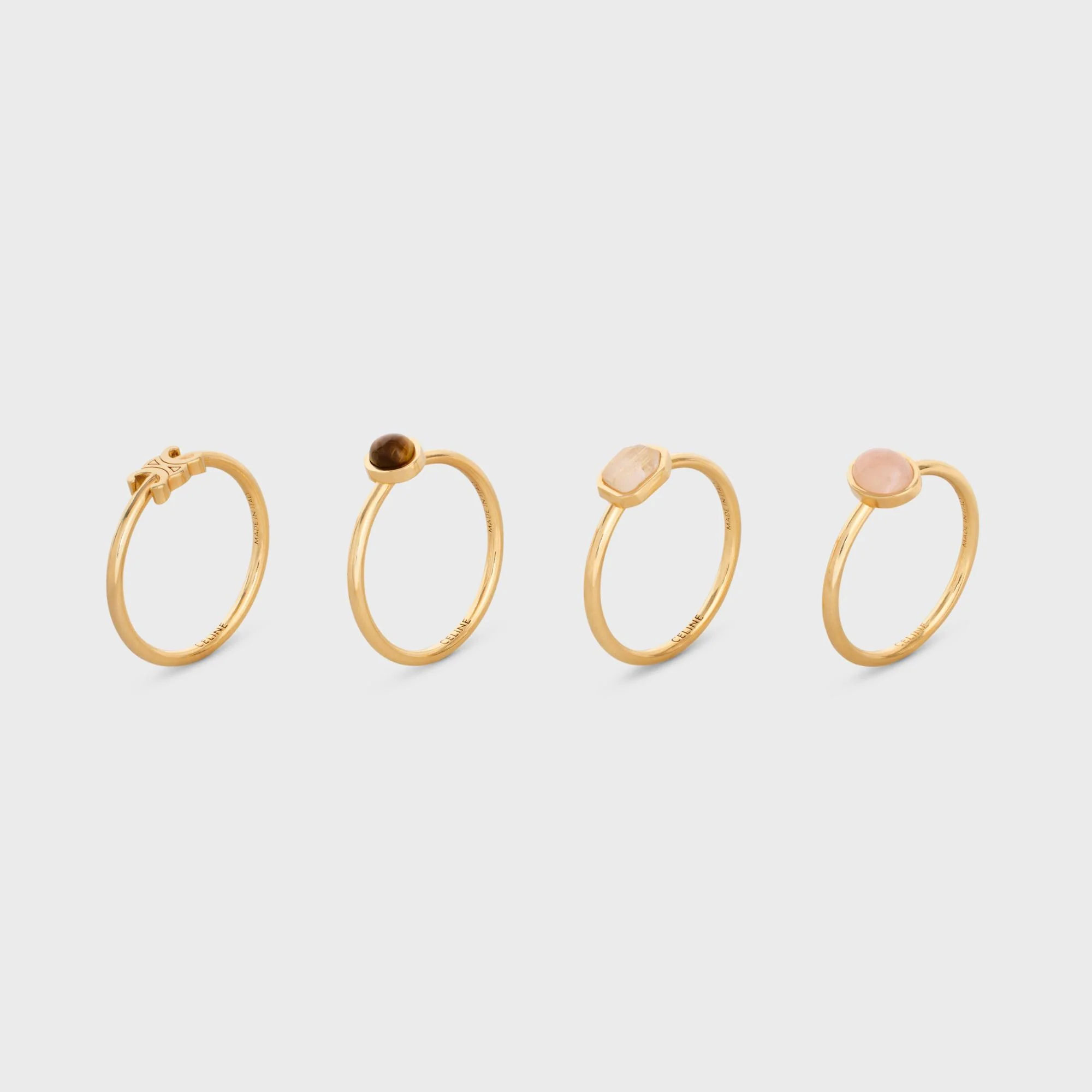Indie Triumph Set Of 4 Rings - Gold & Multicolour