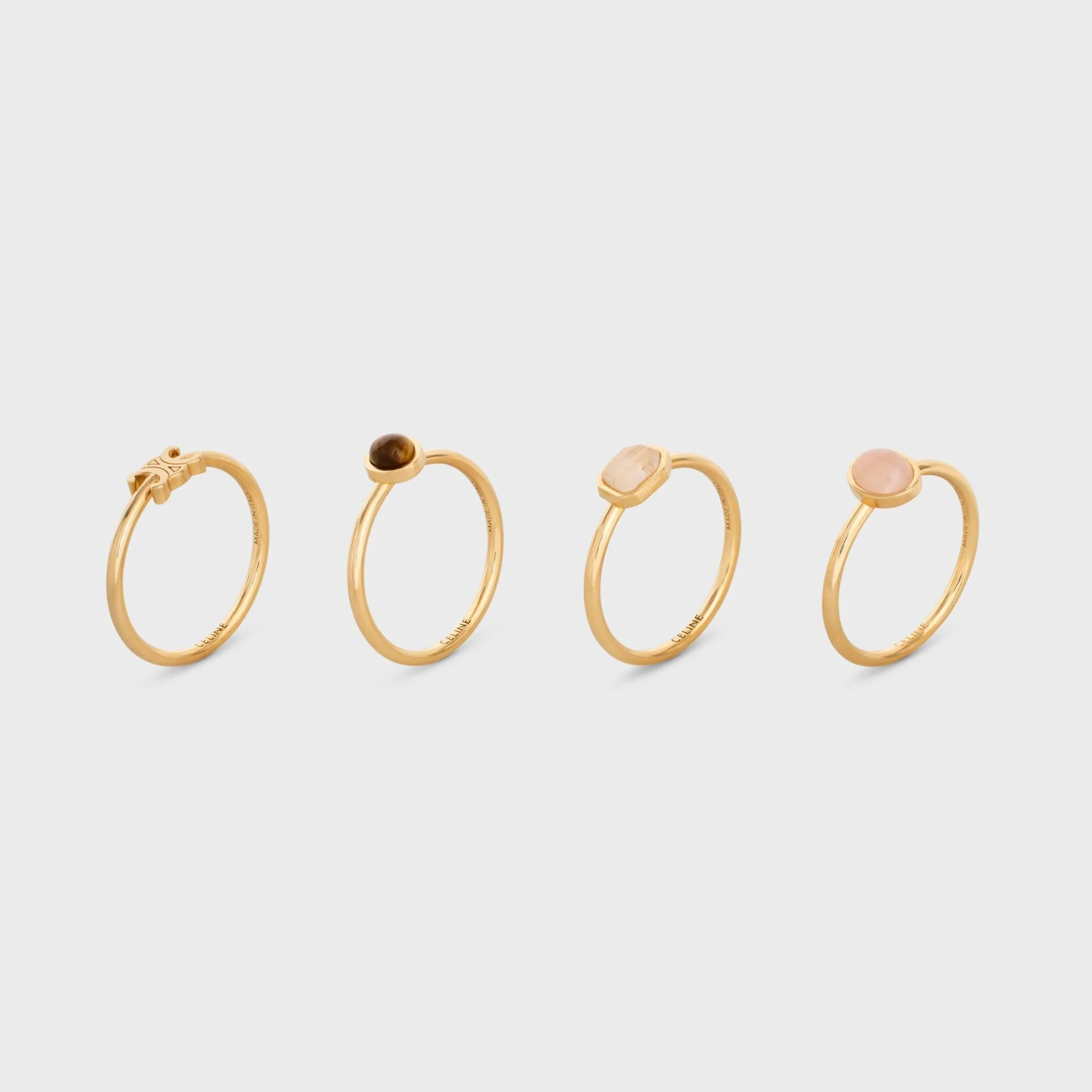 Indie Triumph Set Of 4 Rings - Gold & Multicolour
