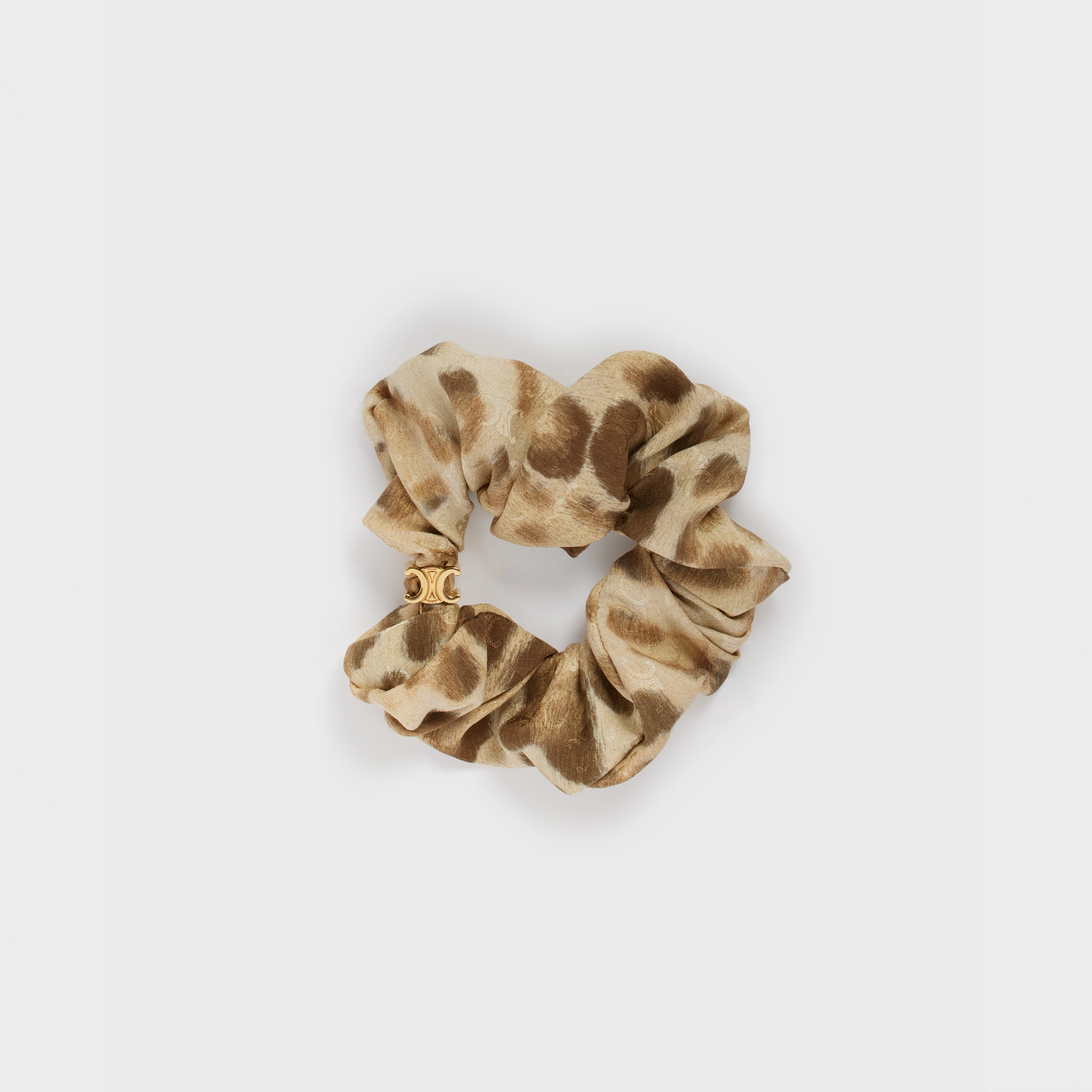 Leopard Scrunchy - Beige/Gold