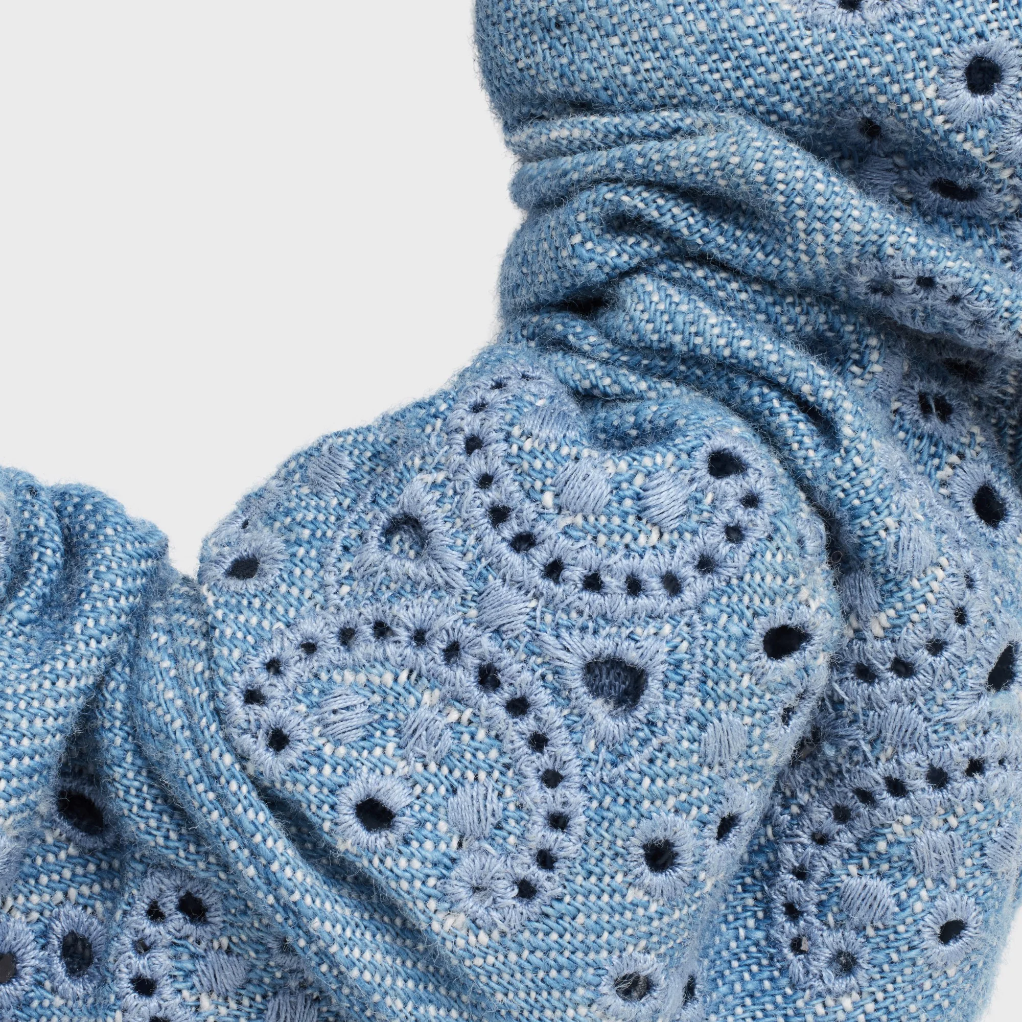 Scrunchy English Embroidery - Gold/Light Blue - Image 3