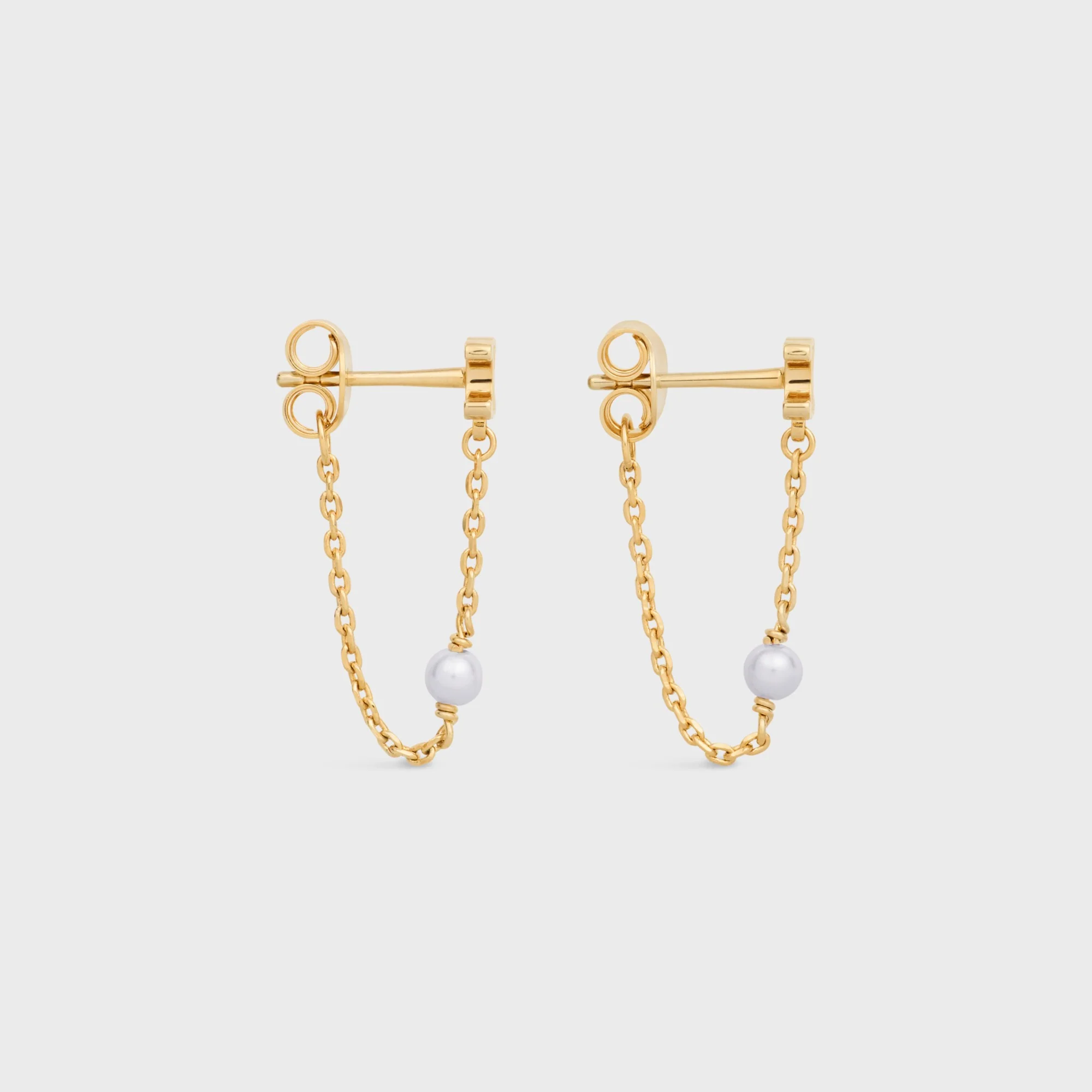 Chain Pearl Earrings - Gold/Ivory - Image 3