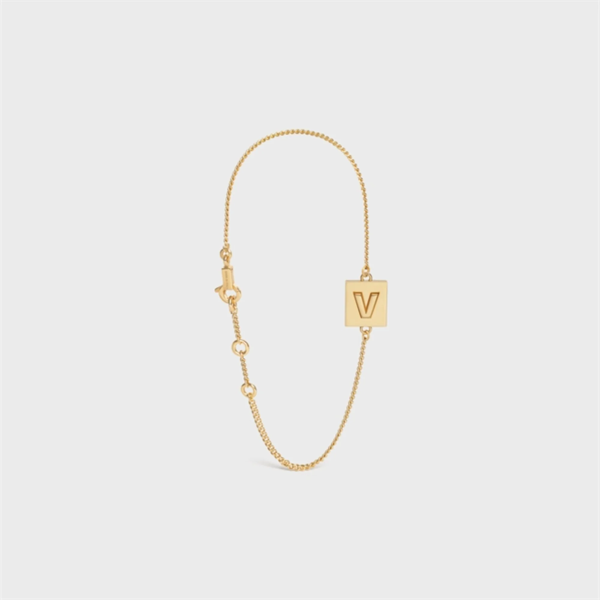 Alphabet V Bracelet - Gold - Image 2