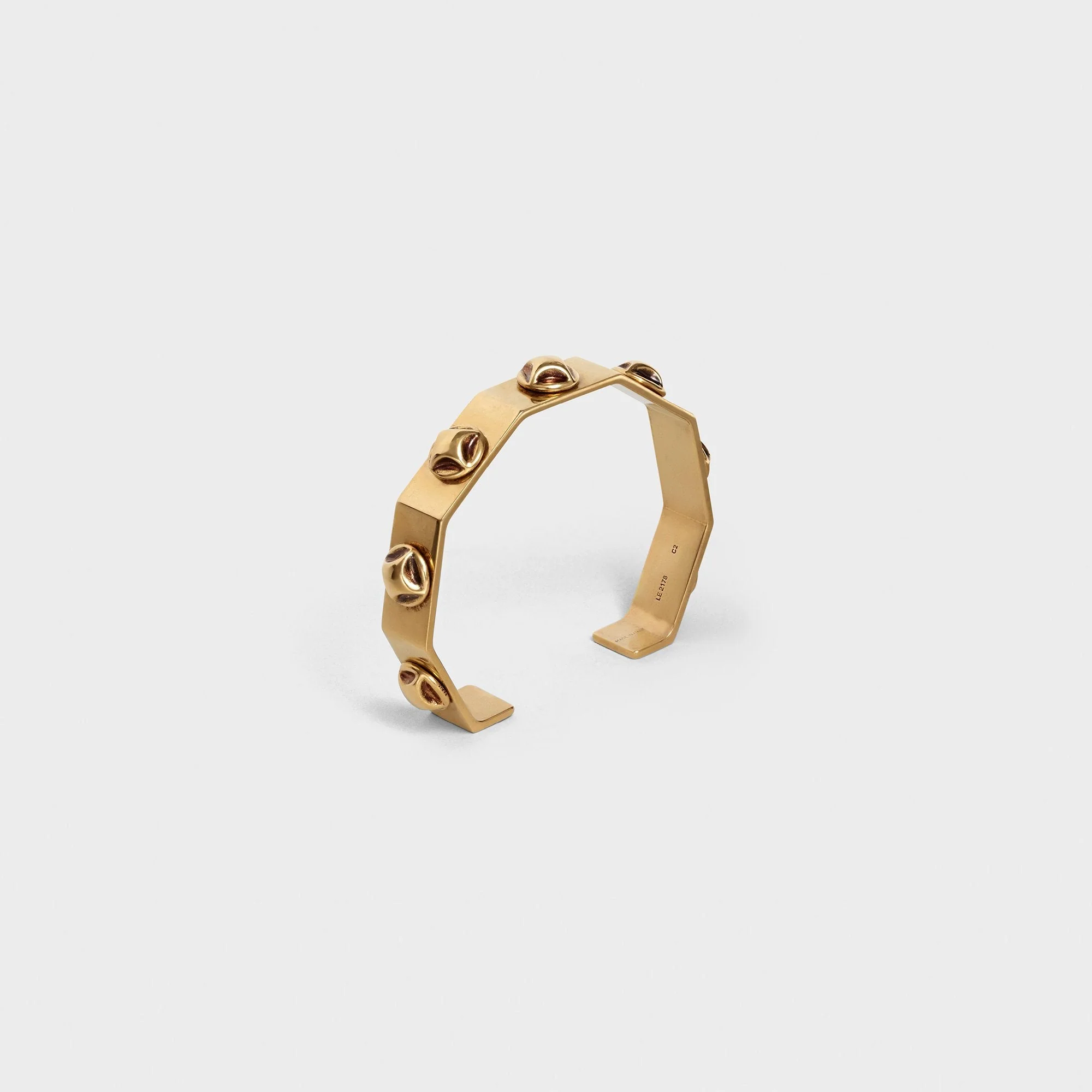 Celine Stud Thin Octagonal Bangle - Vintage Gold - Image 2