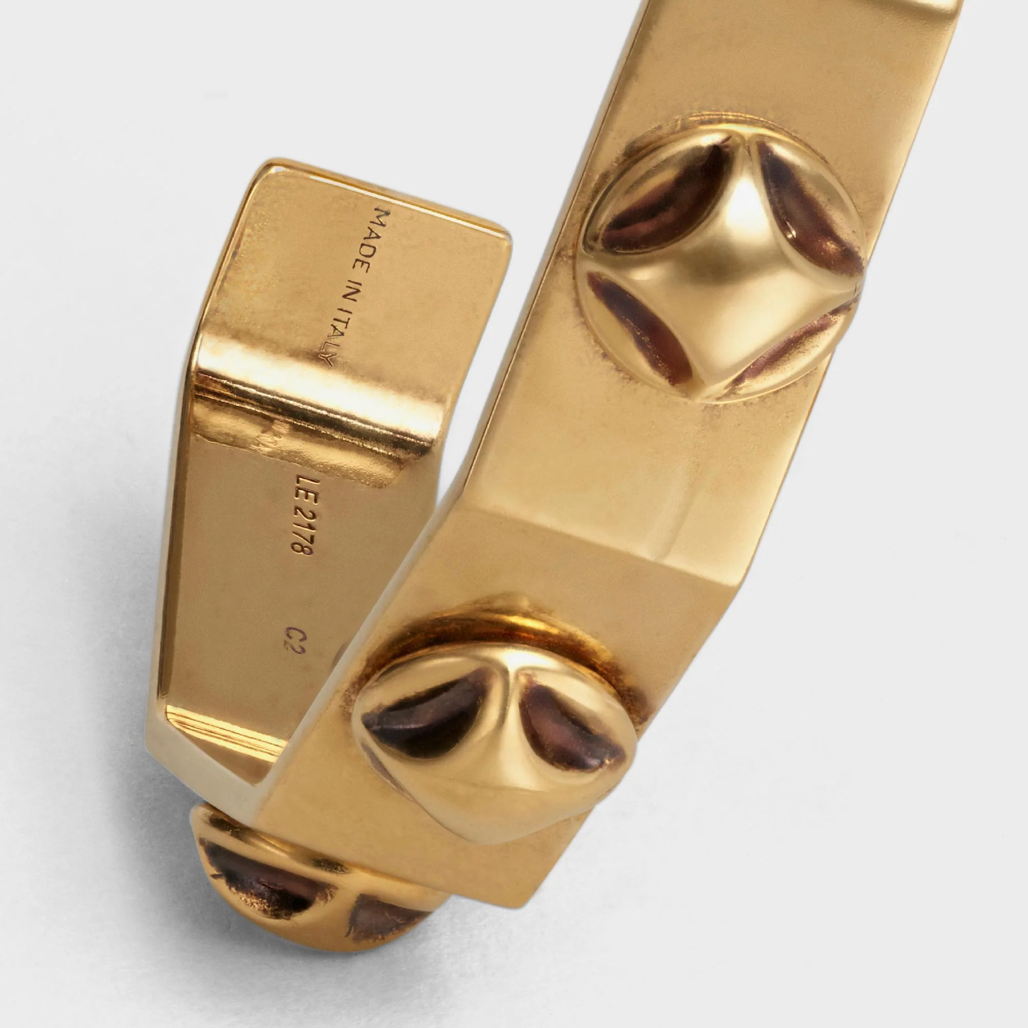 Celine Stud Thin Octagonal Bangle - Vintage Gold - Image 4