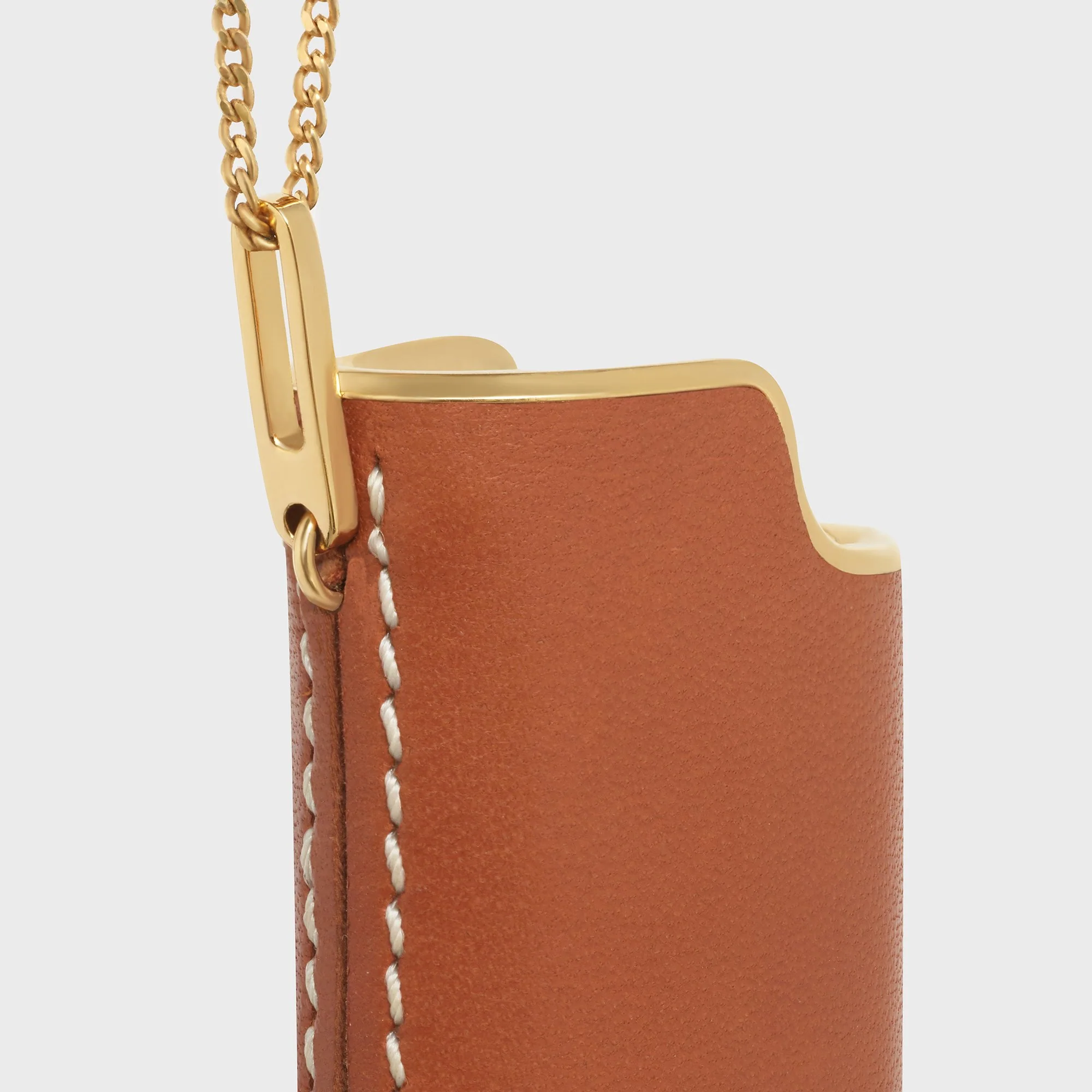 Celine Lighter Case Fringes Necklace - Tan/Gold - Image 4