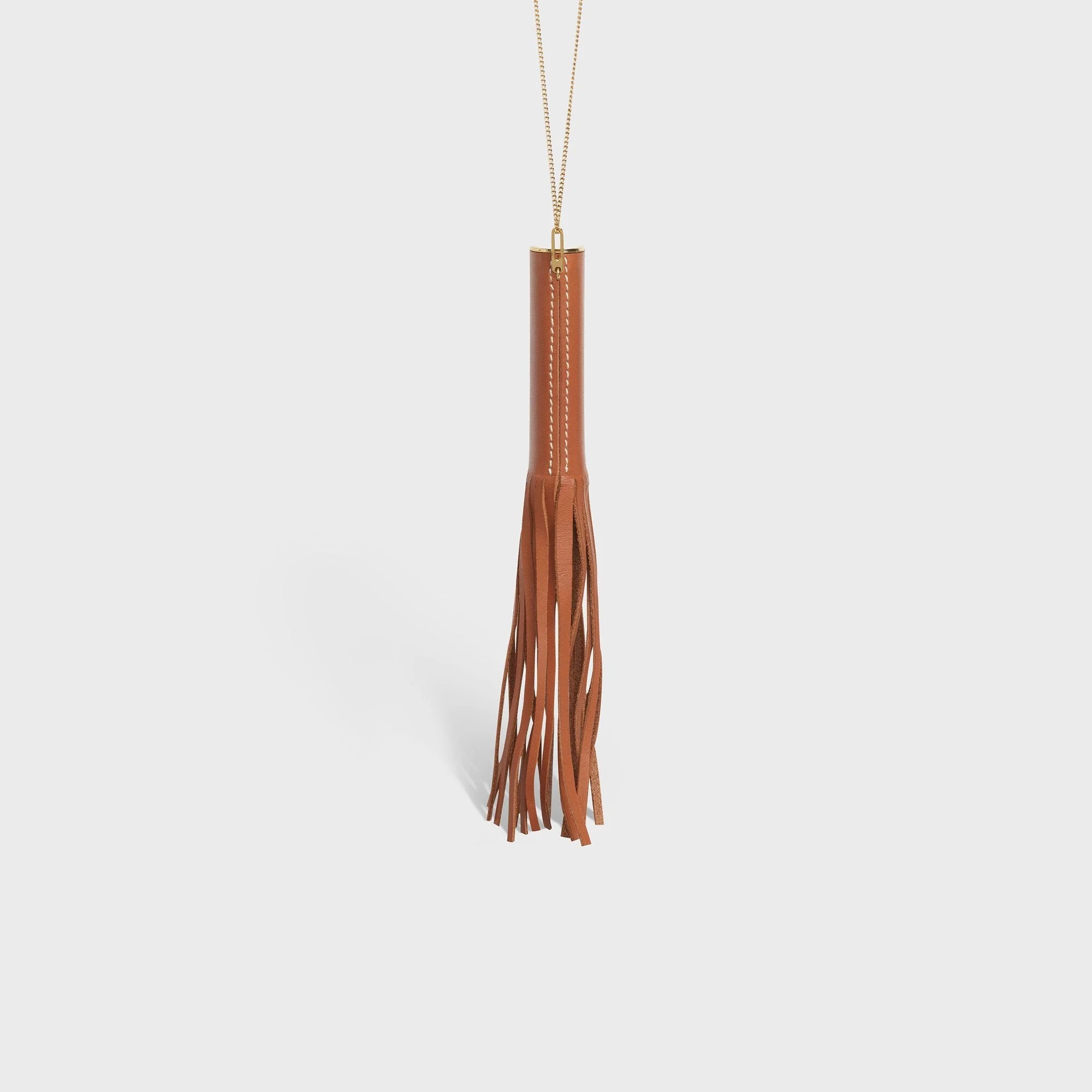 Celine Lighter Case Fringes Necklace - Tan/Gold - Image 3
