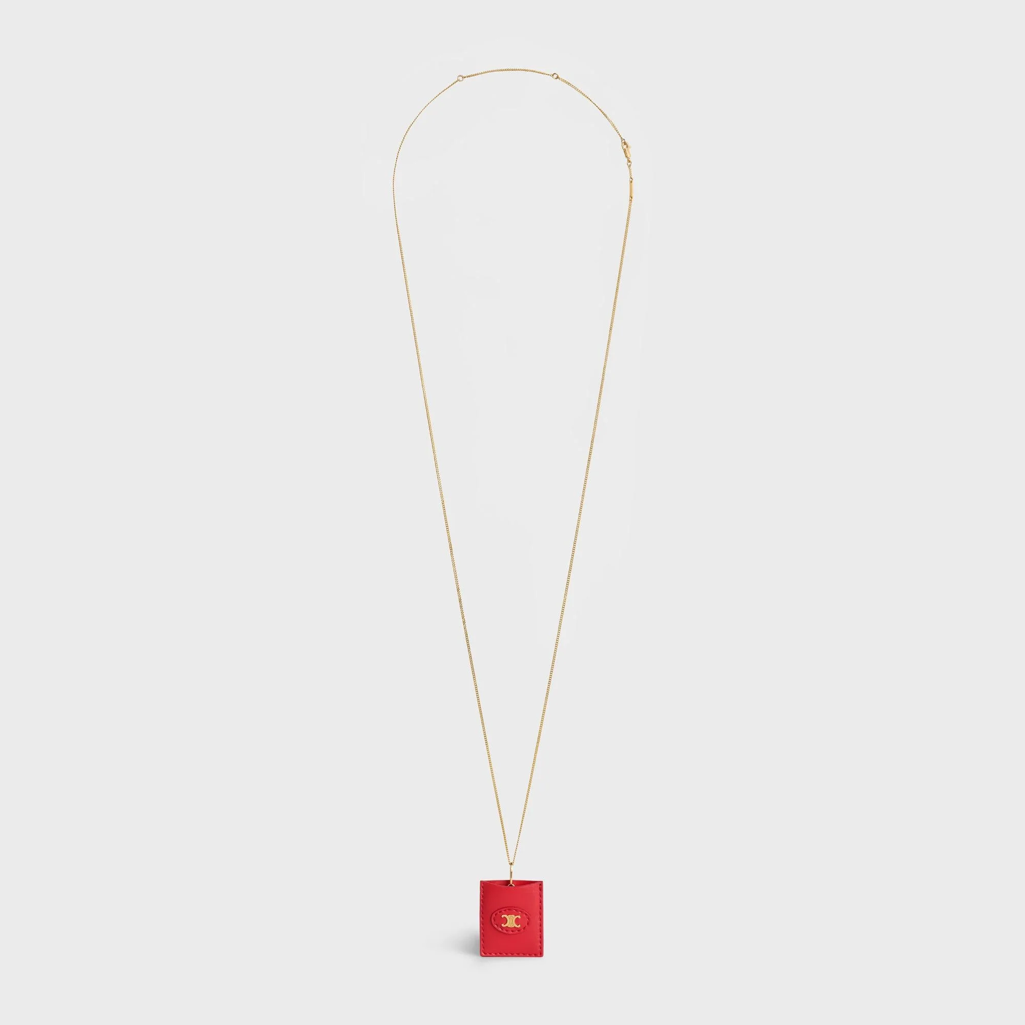 Sacred Hearts Leather Mirror Pendant - Gold/Red