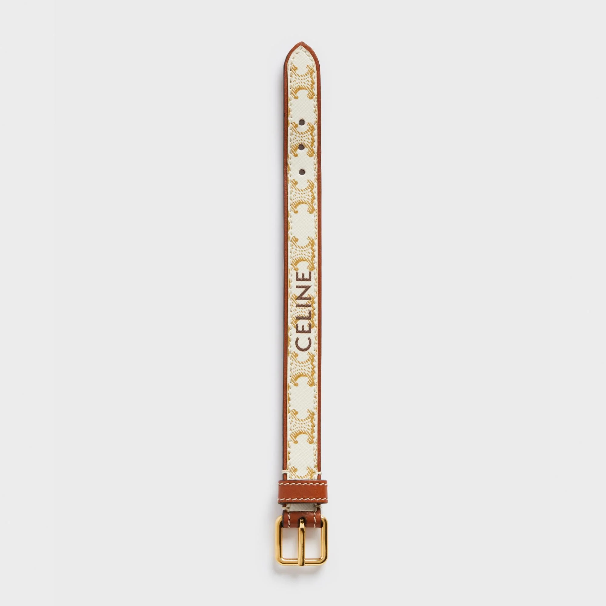 Triumph Canvas Leather Bracelet - Gold/White