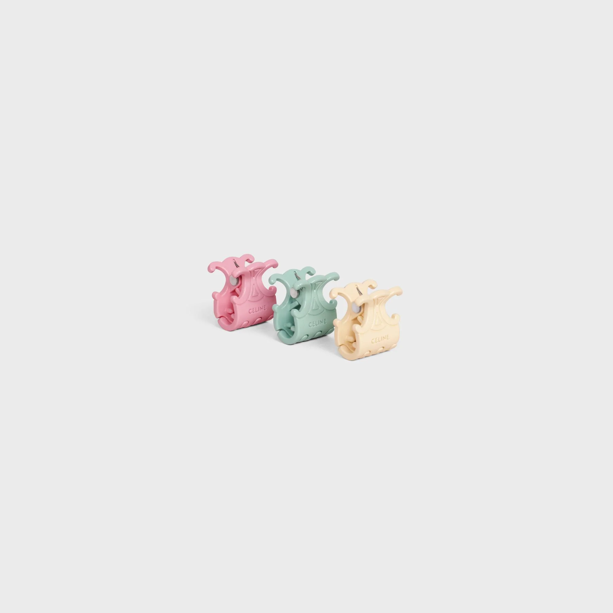 Set Of 3 Hair Claws - Light Pink/Mint/Vanilla