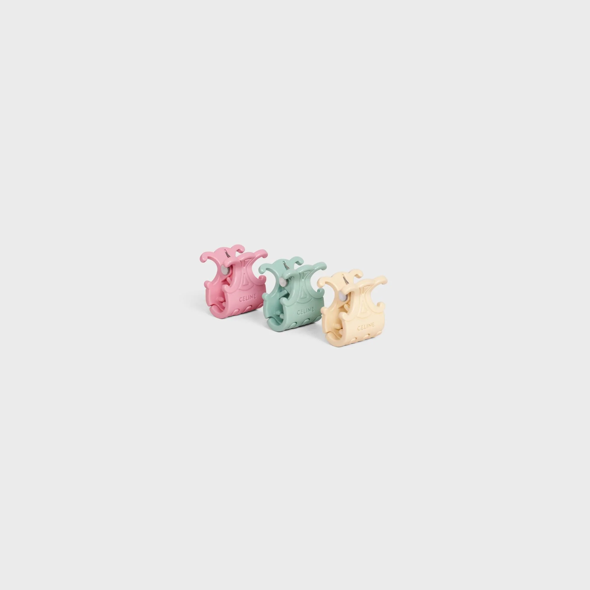 Set Of 3 Hair Claws - Light Pink/Mint/Vanilla