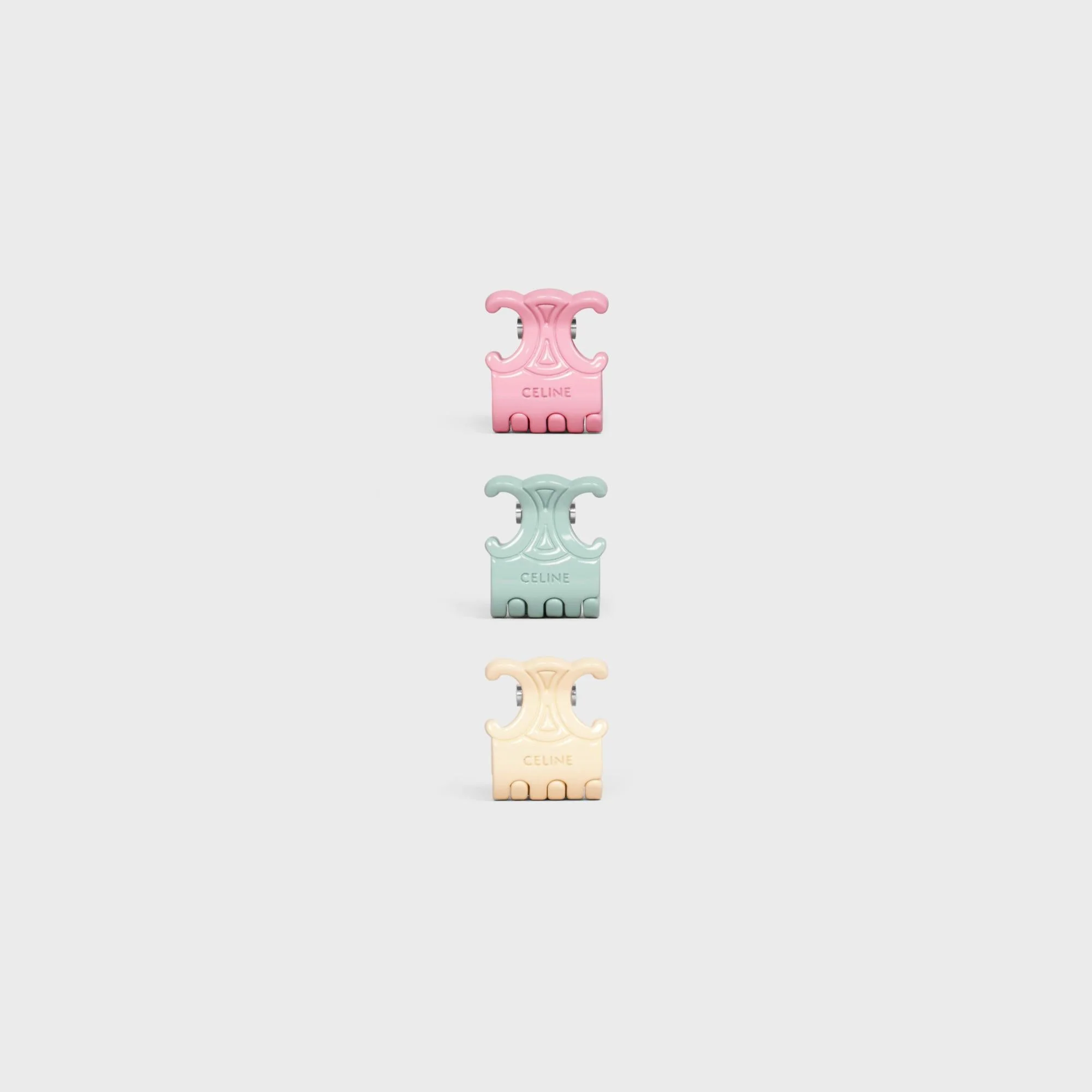 Set Of 3 Hair Claws - Light Pink/Mint/Vanilla - Image 2