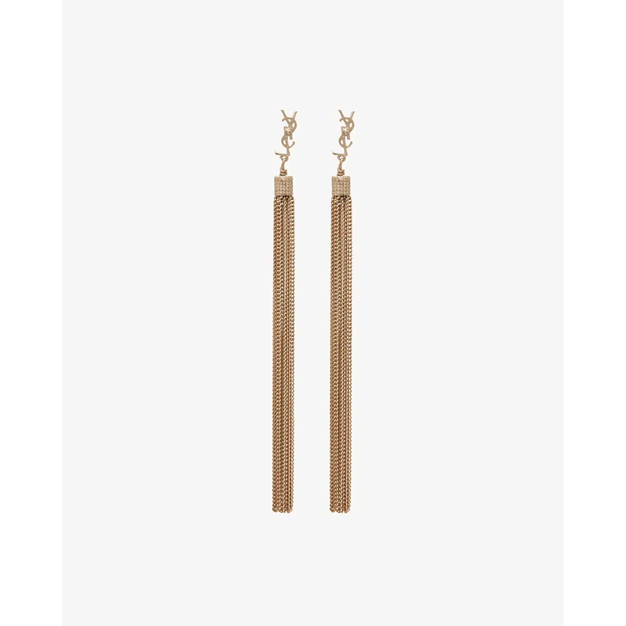 YSL Chain Tassel Earrings - Dore Clair - Image 2