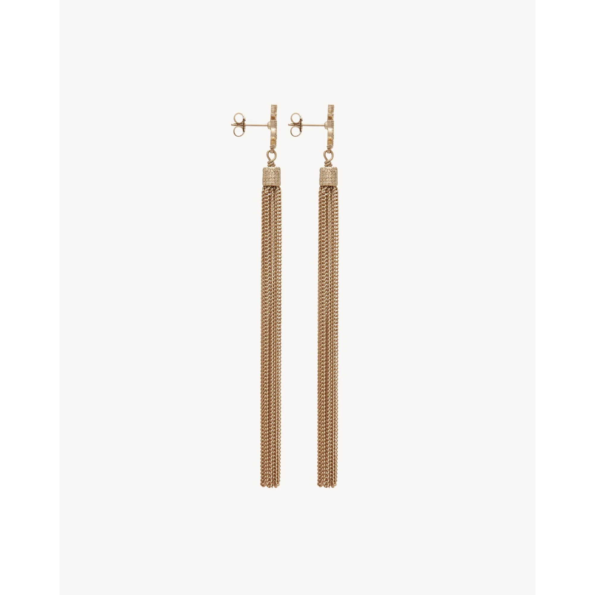 YSL Chain Tassel Earrings - Dore Clair - Image 3