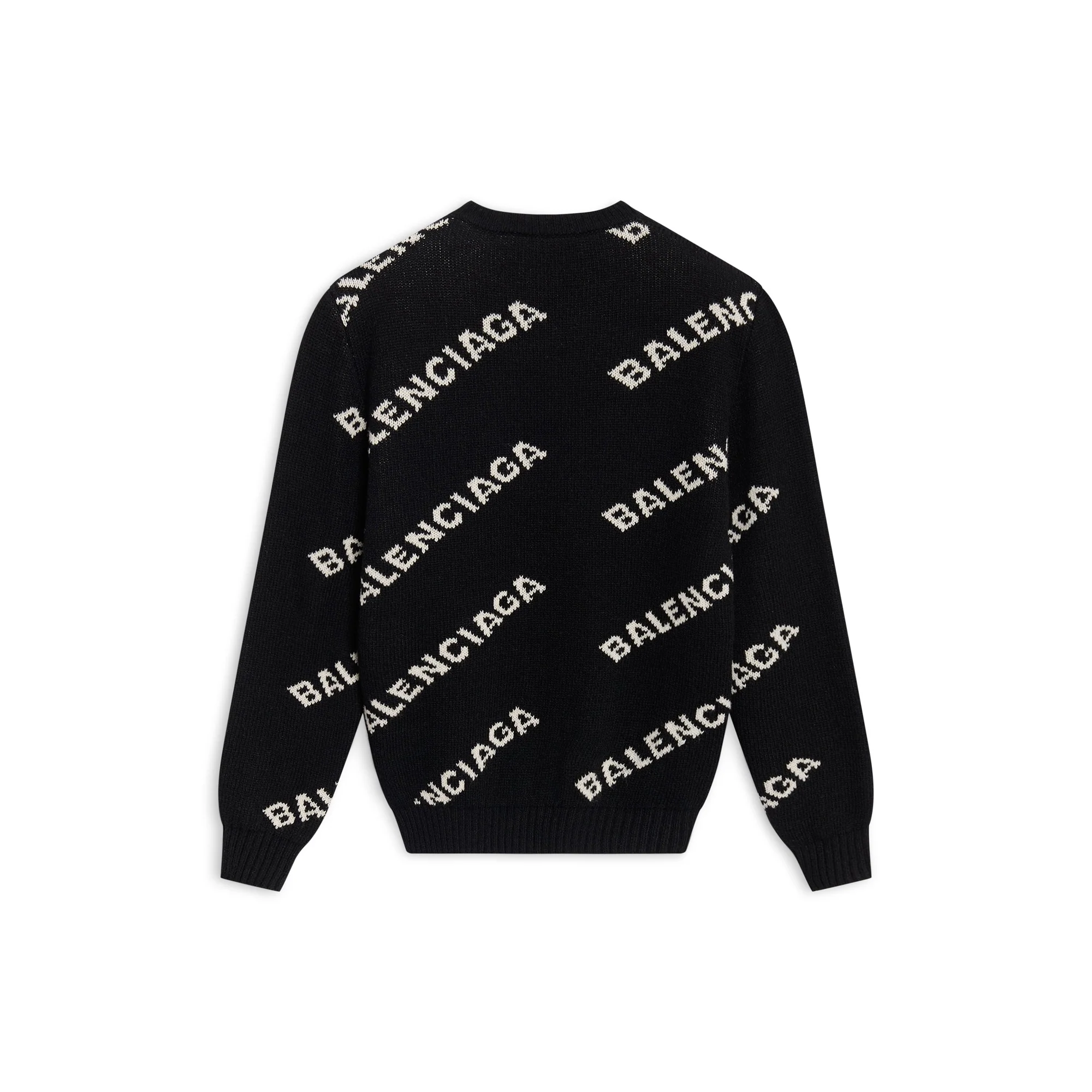 Long Sleeve Crewneck Sweater - Black/White - Image 2