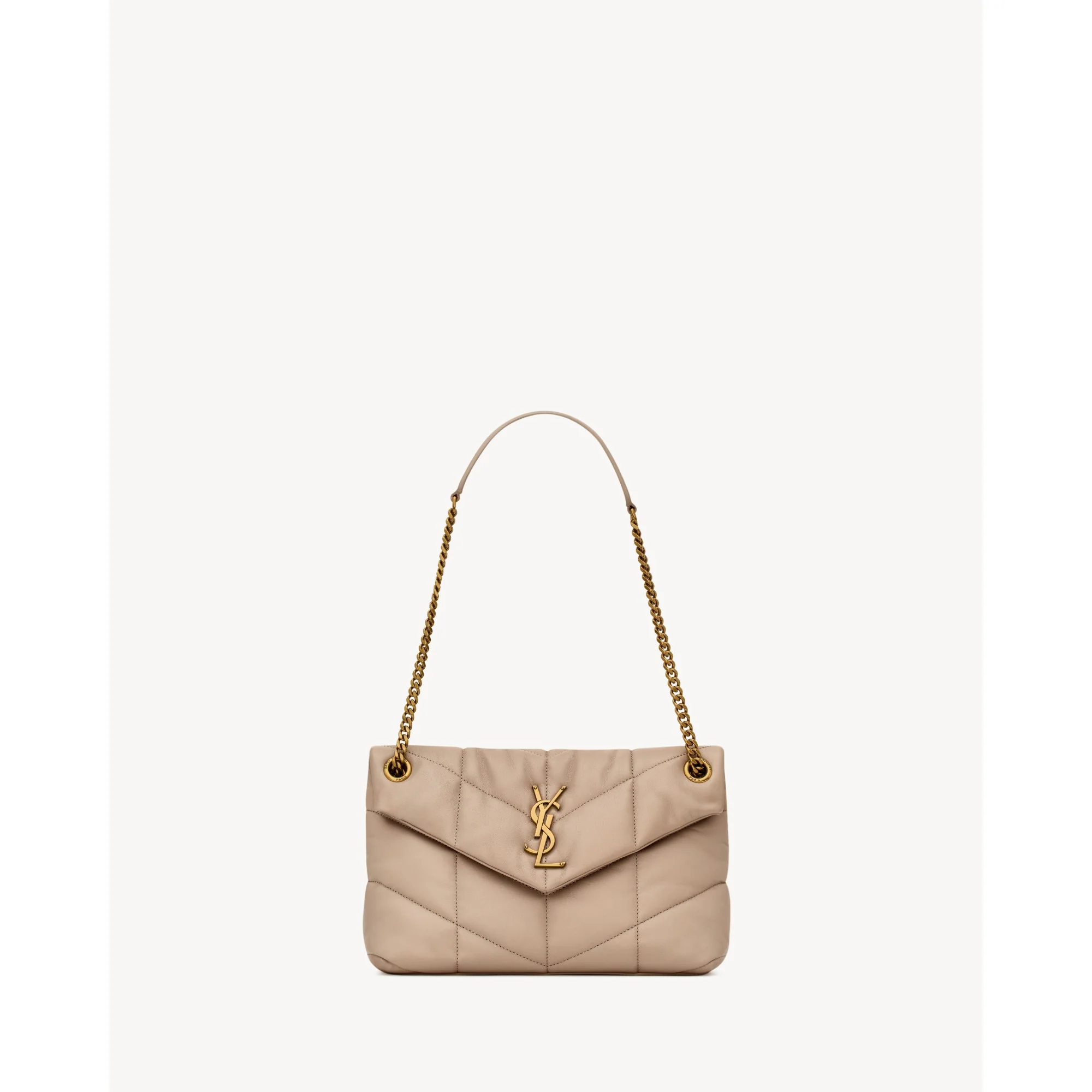 Small Puffer Chain Bag - Dark Beige