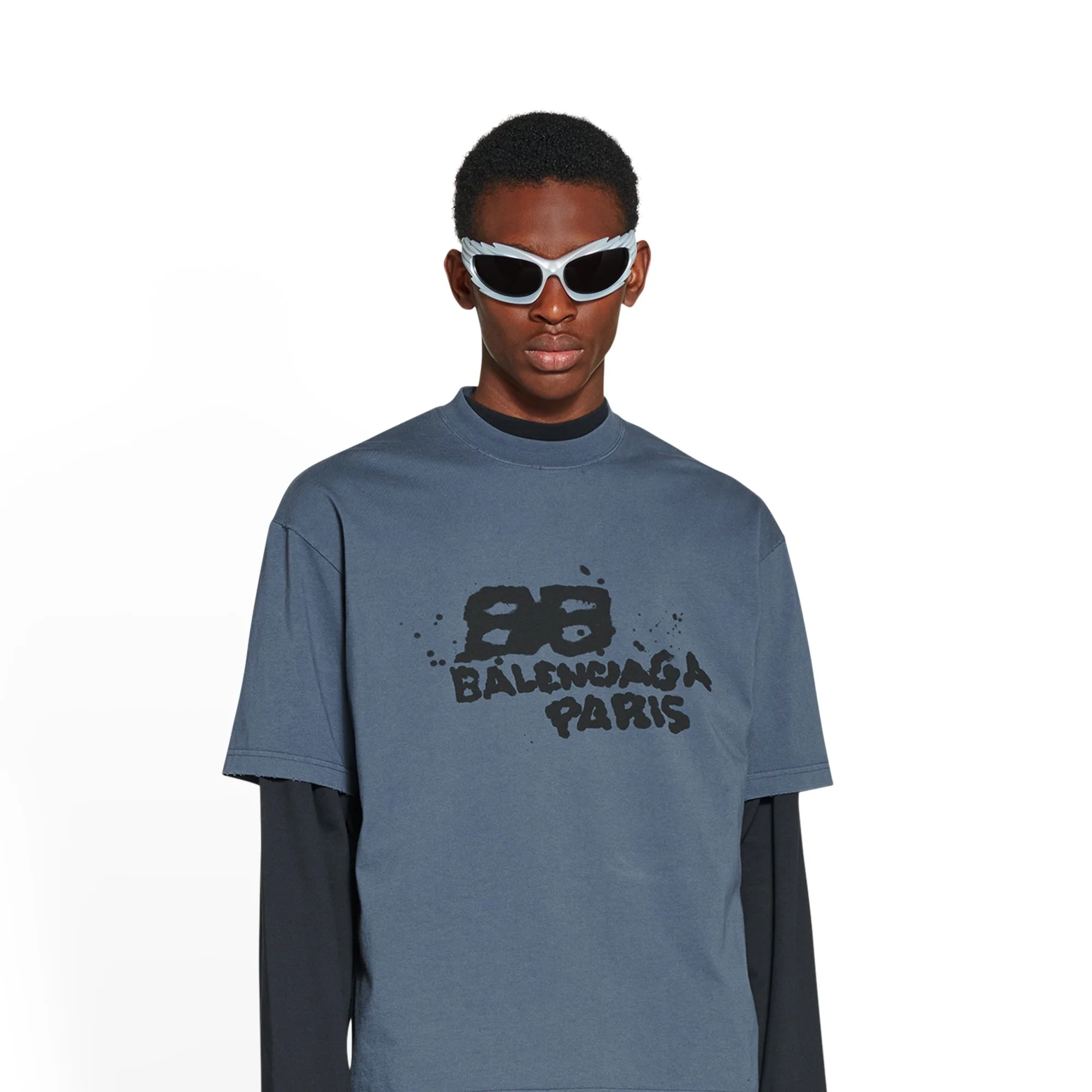 Medium Fit T-Shirt - Washed Blue/Black - Image 6