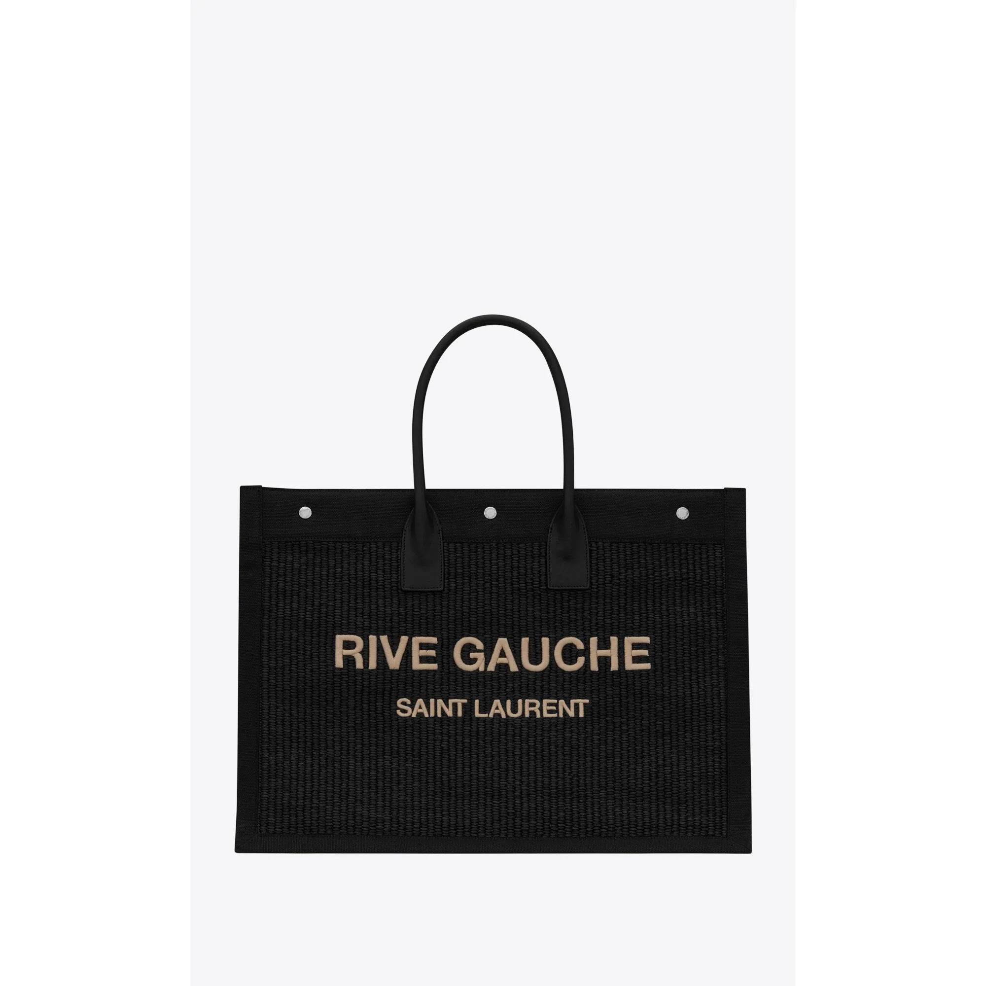 Small Rive Gauche Tote Bag - Nero/Natural Beige