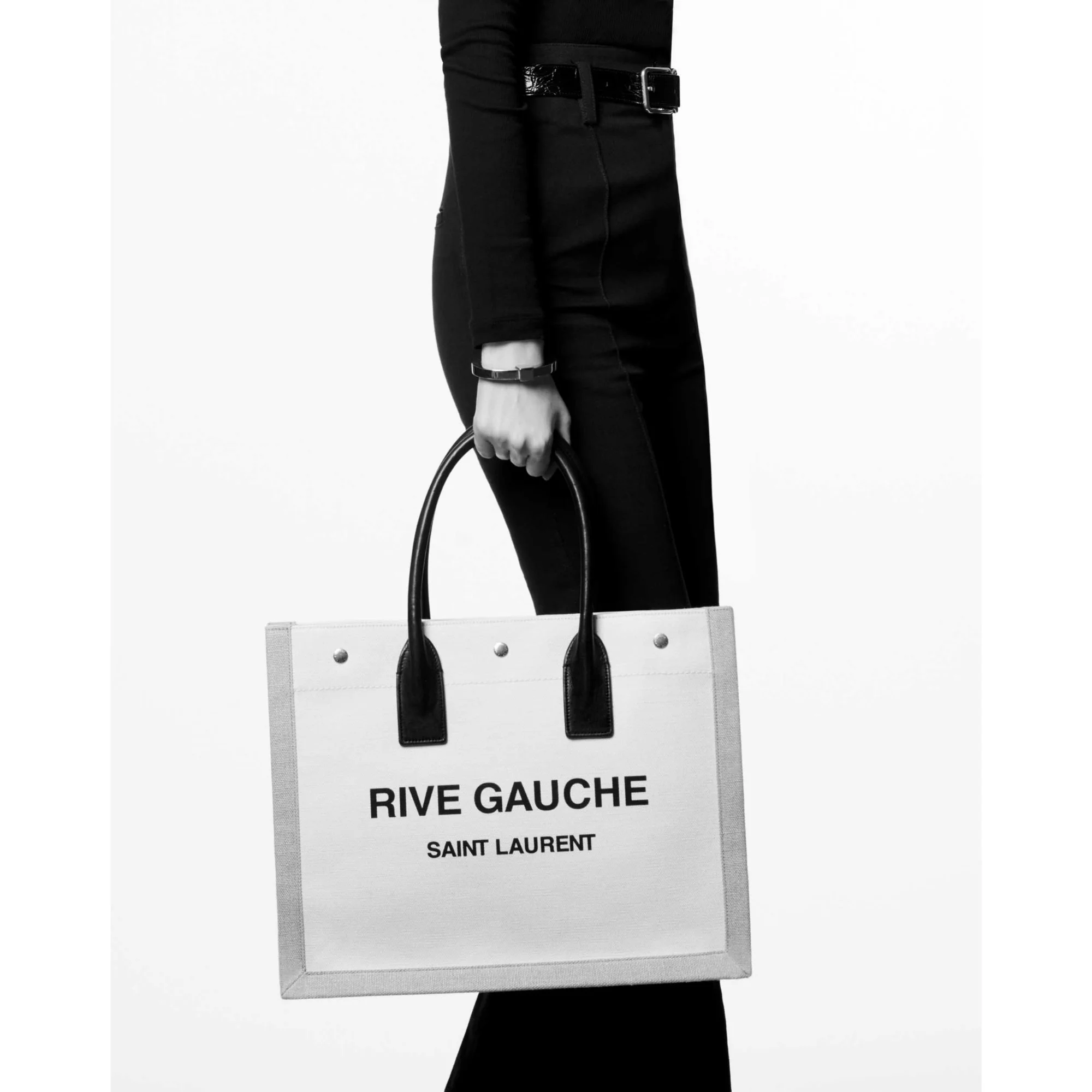 Small Rive Gauche Tote Bag - Greggio/Natural - Image 5