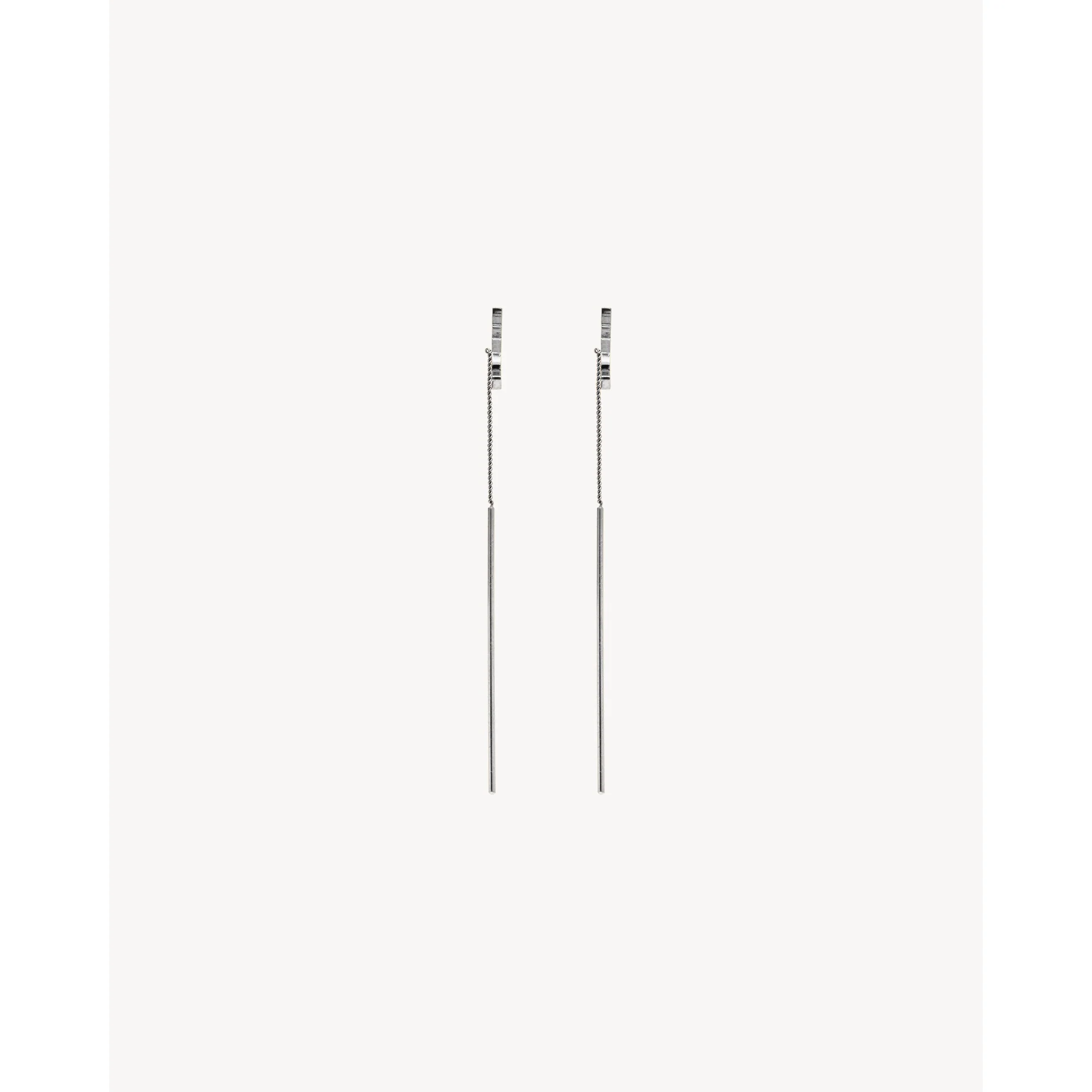 YSL Chain Drop Earrings - Palladium - Image 3