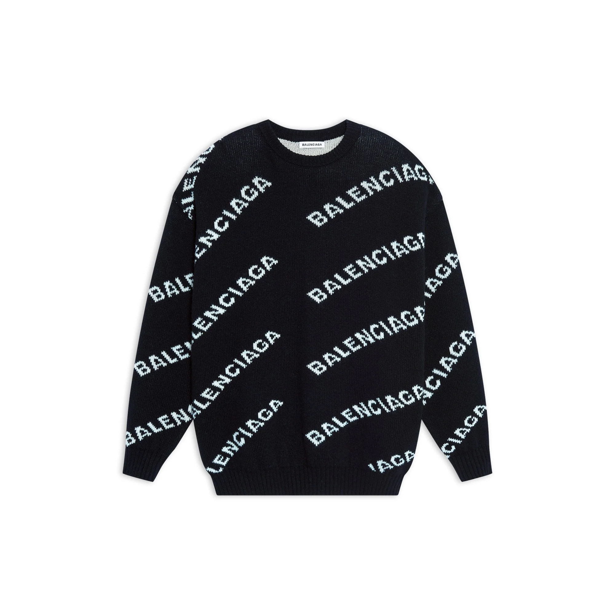 Long Sleeve Crewneck Sweater - Black/White