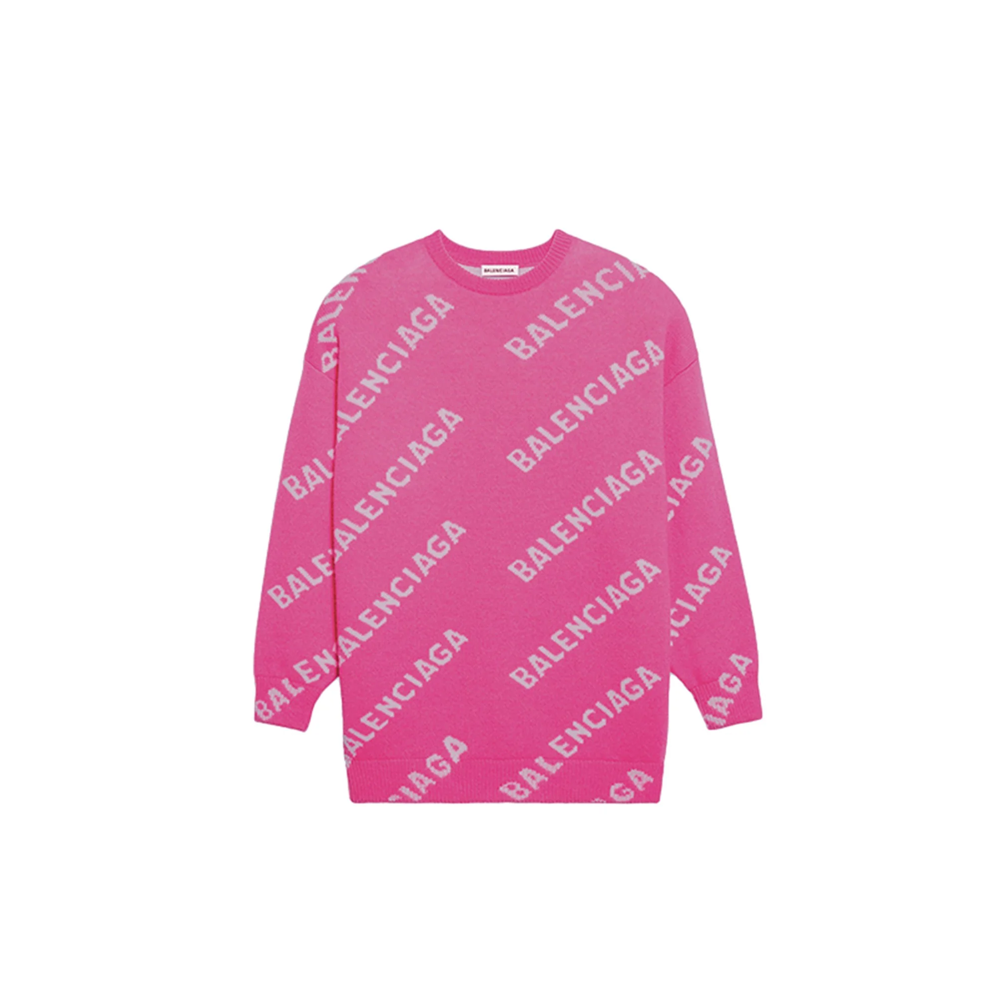 Long Sleeve Crewneck - Pink/White