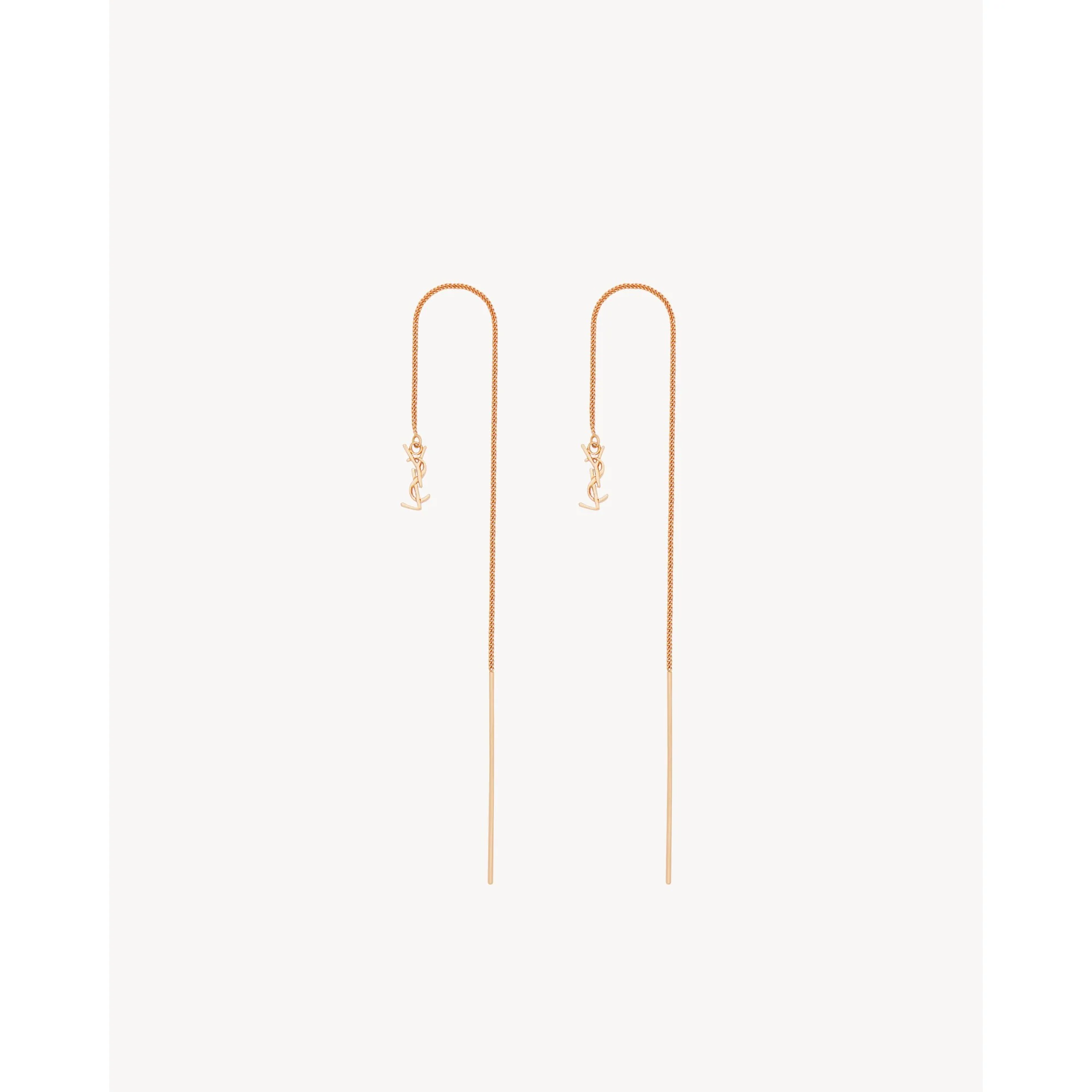 YSL Chain Drop Earrings - Or Rose - Image 2