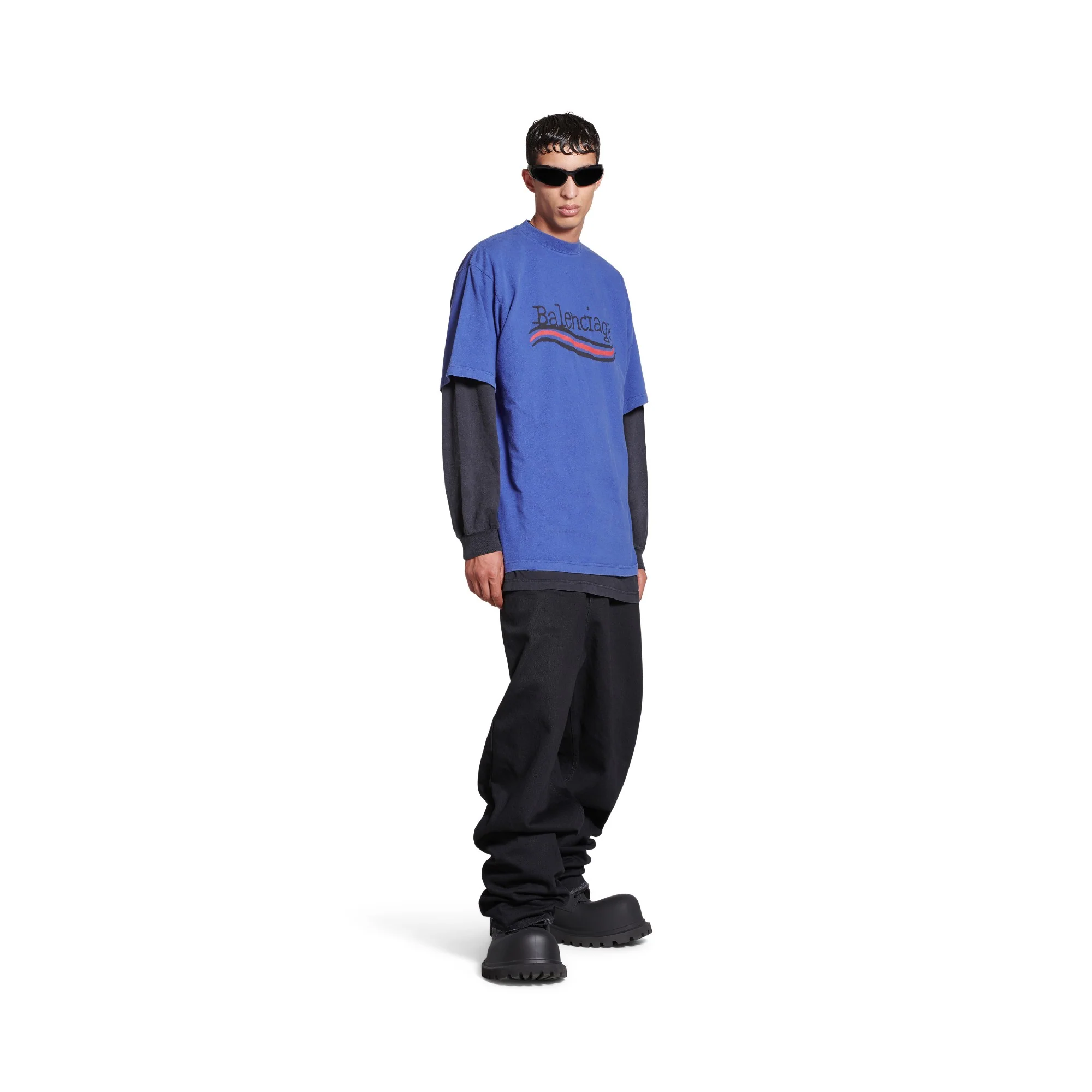 Large Fit T-Shirt - Indigo/Black/Red - Image 3