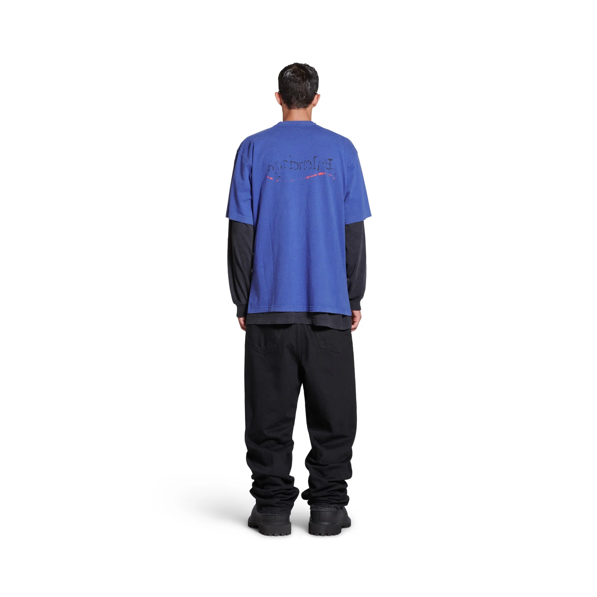 Large Fit T-Shirt - Indigo/Black/Red - Image 4