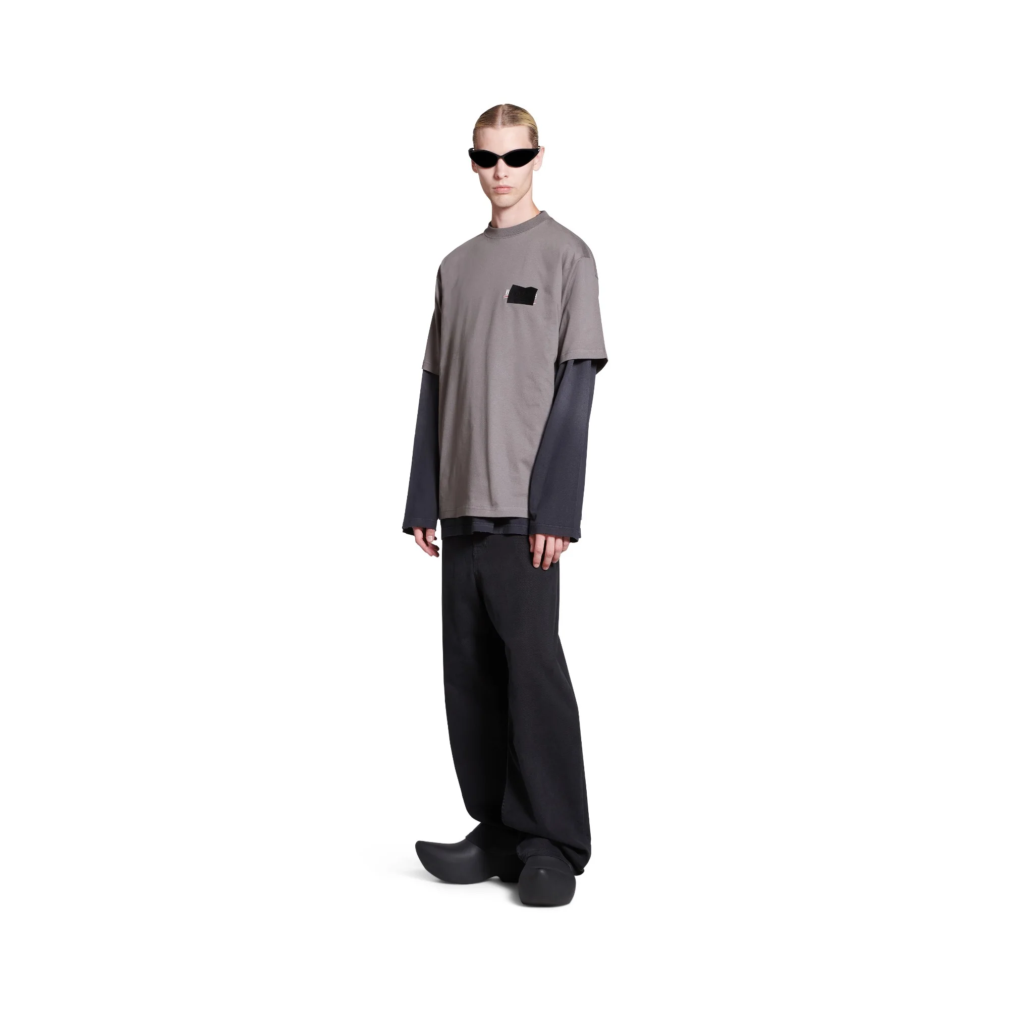 Large Fit T-Shirt - Smoked Grey/Wt/Red - Image 3