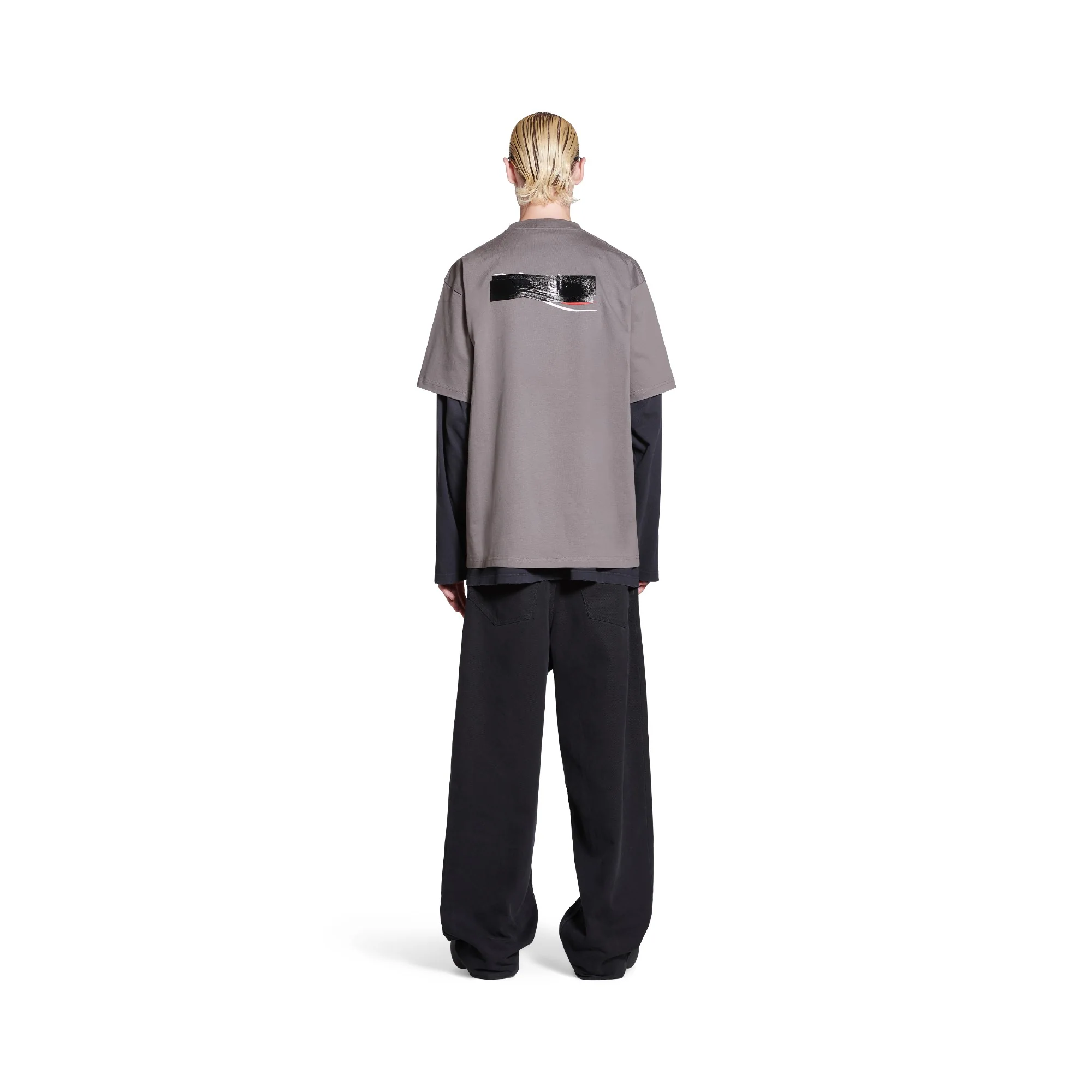 Large Fit T-Shirt - Smoked Grey/Wt/Red - Image 4