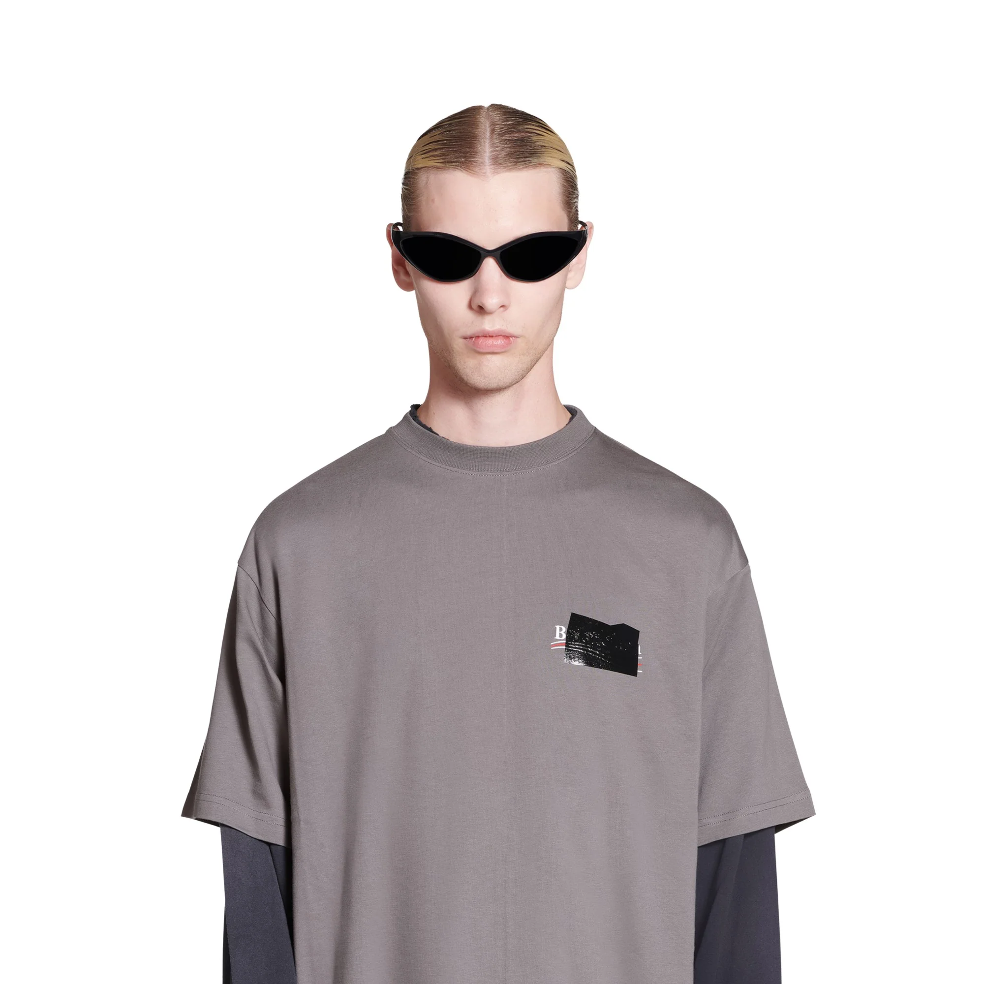 Large Fit T-Shirt - Smoked Grey/Wt/Red - Image 6
