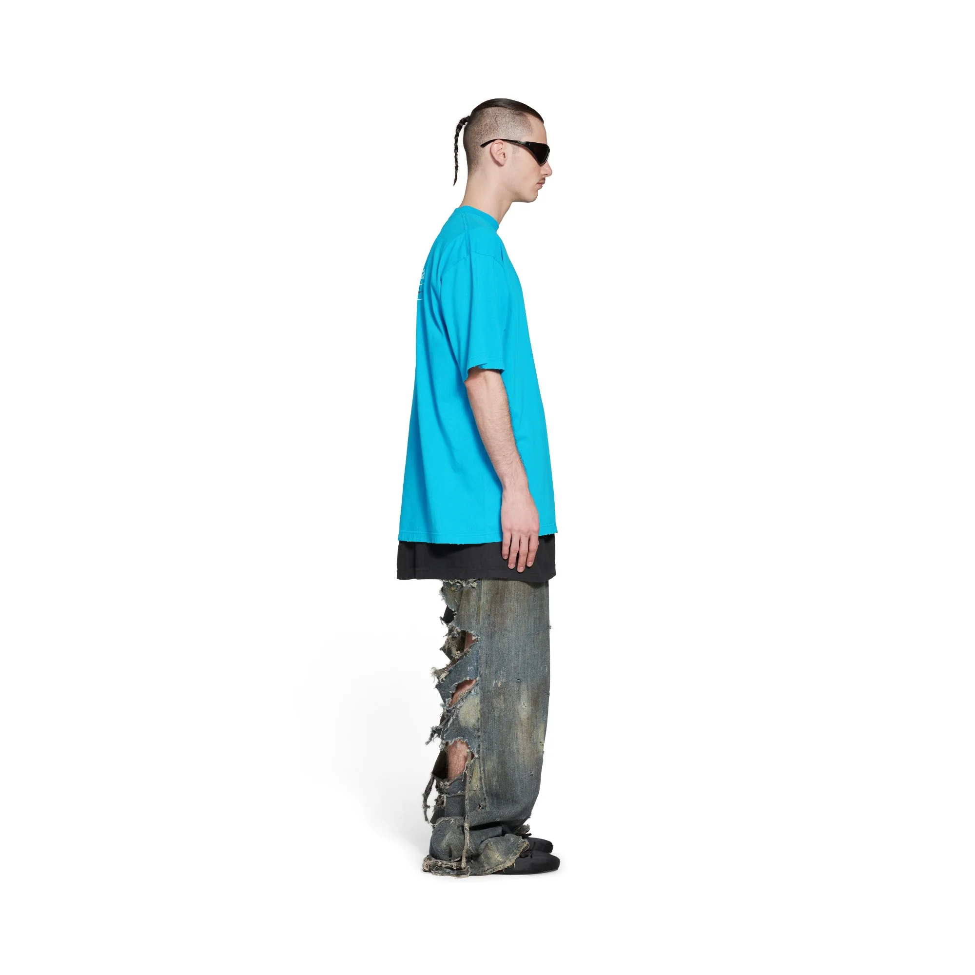Large Fit T-Shirt - Azure/White/Red - Image 5