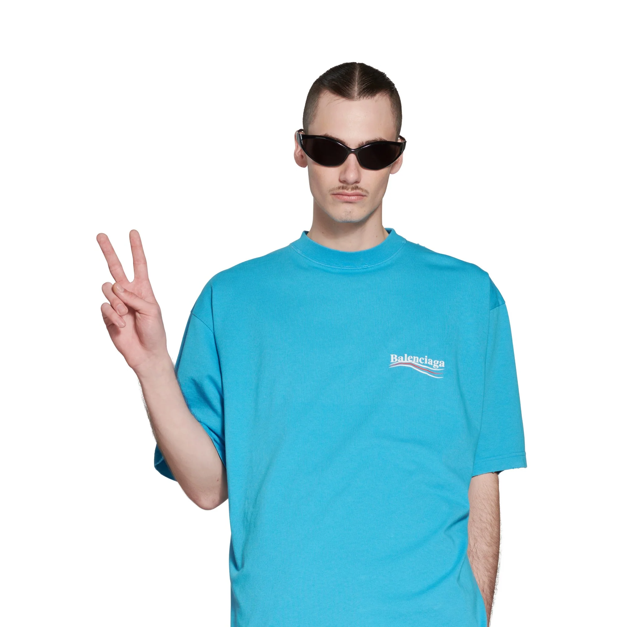 Large Fit T-Shirt - Azure/White/Red - Image 6