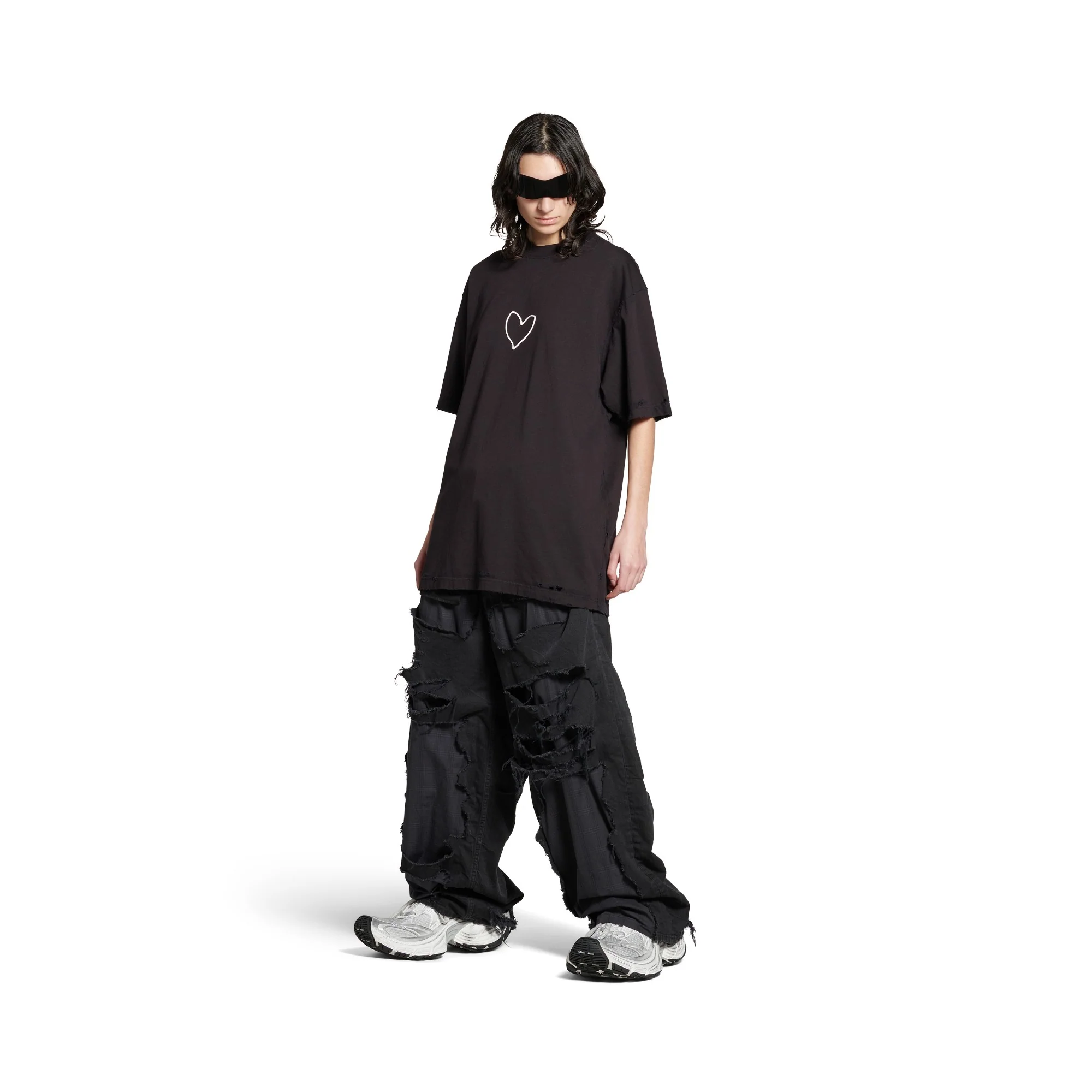 Large Fit T-Shirt - Washed Black/White - Image 4