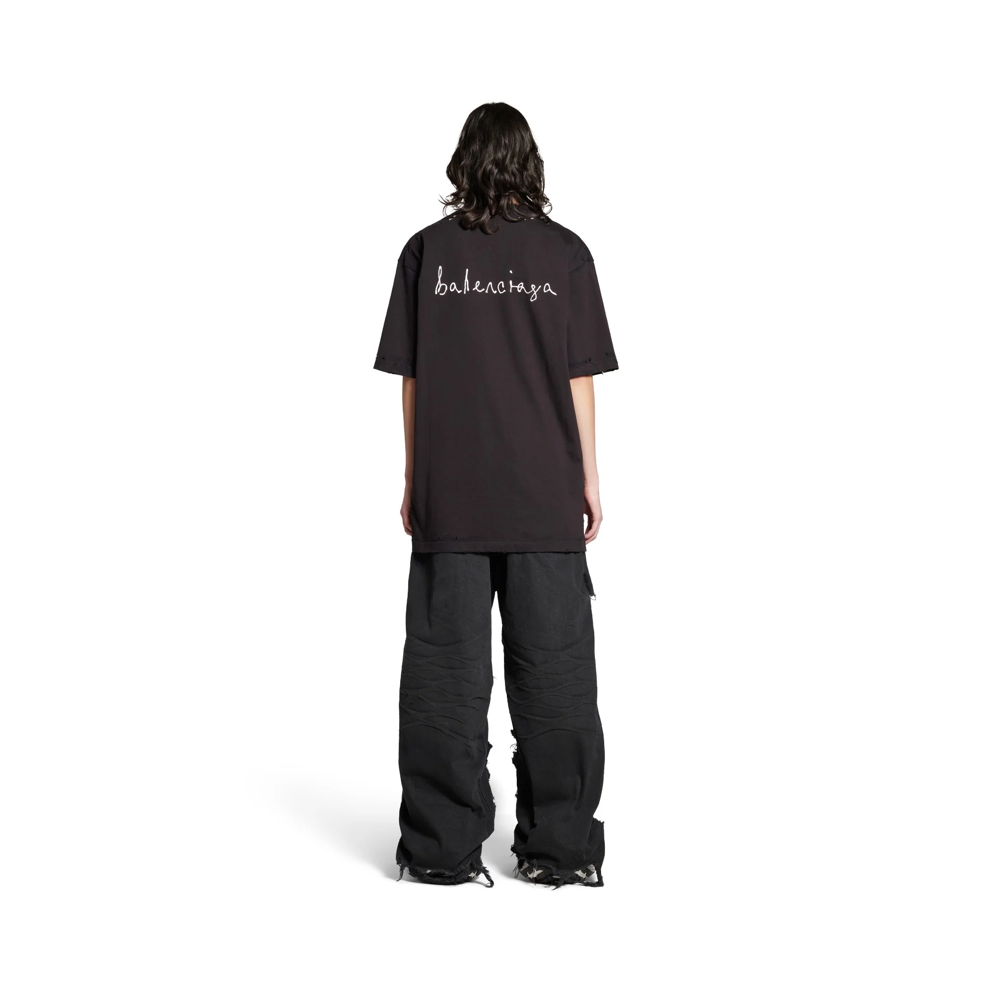 Large Fit T-Shirt - Washed Black/White - Image 5
