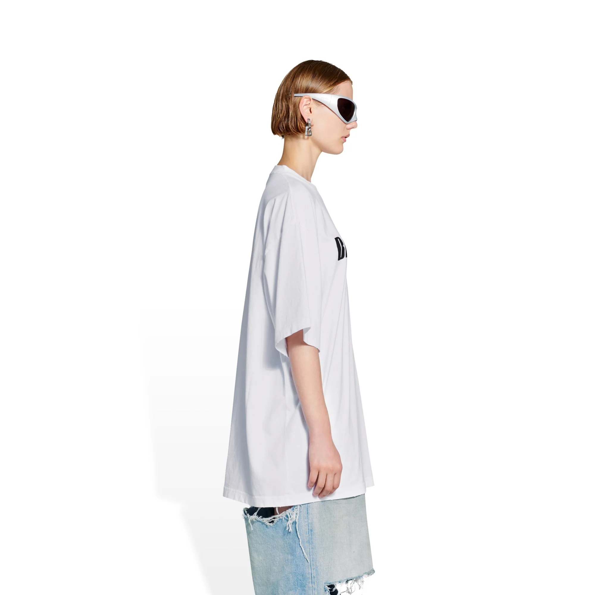 Boxy T-Shirt - White/Black - Image 4