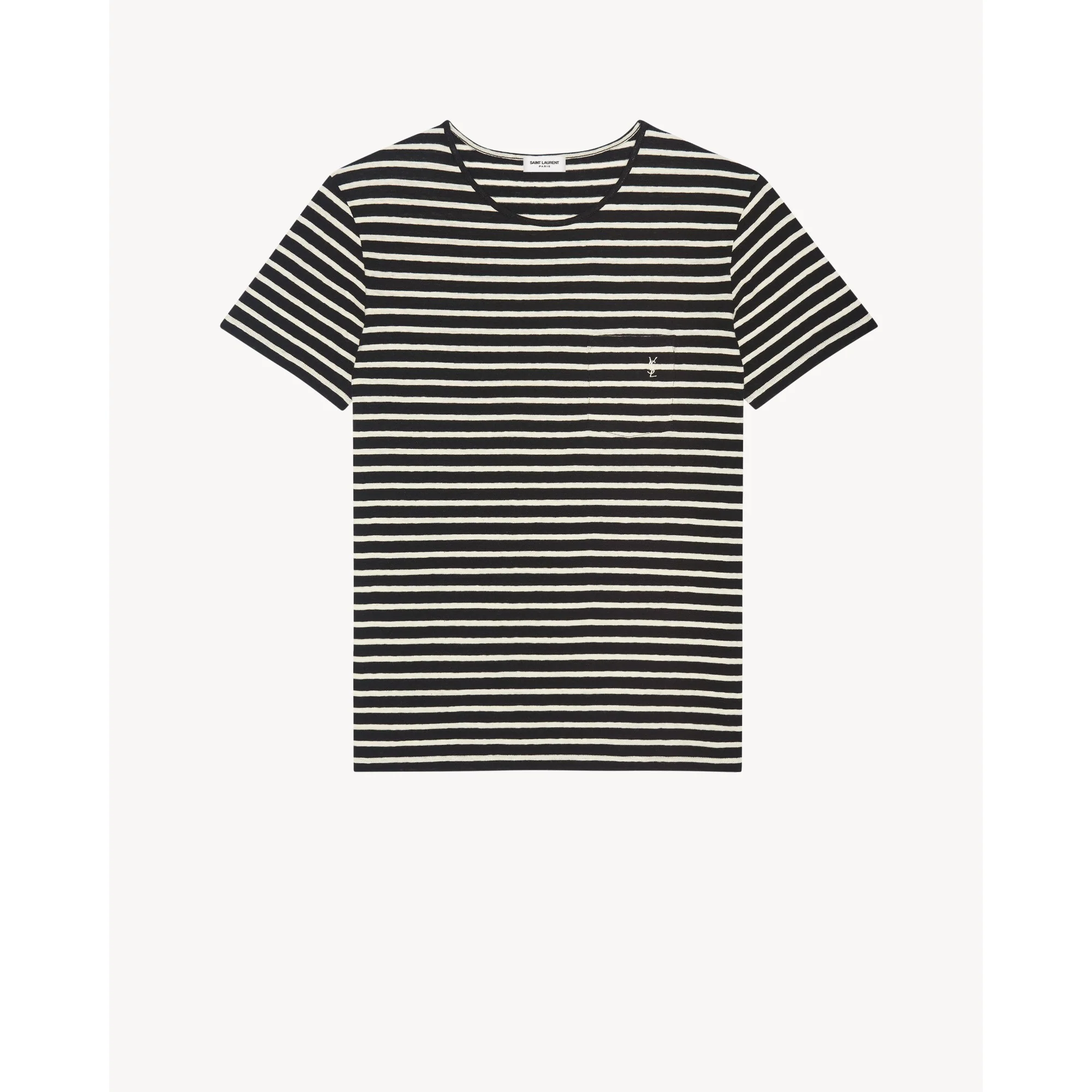 T-Shirt Round Collar Avec Poche - Noir/Natural