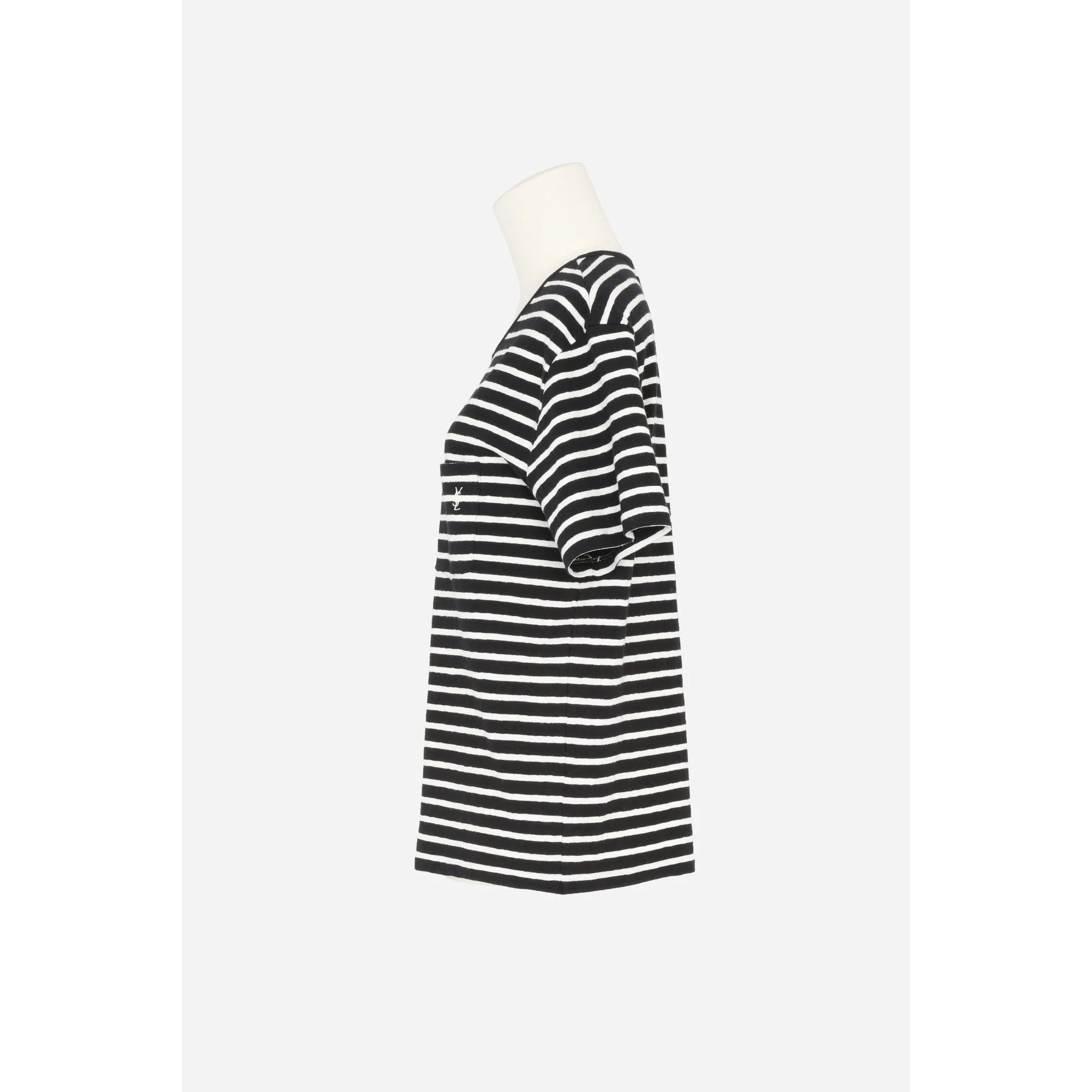 T-Shirt Round Collar Avec Poche - Noir/Natural - Image 3