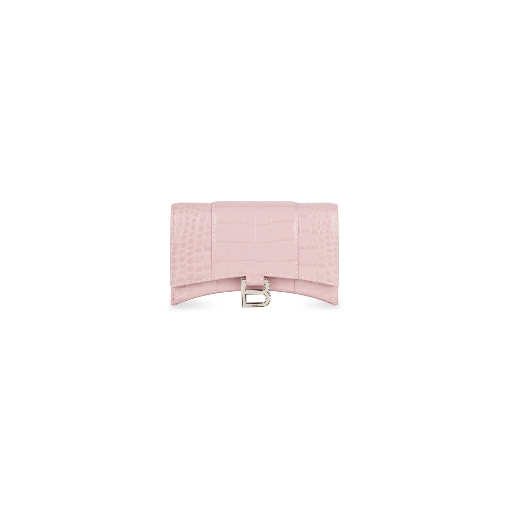 Hourglass Wallet W/Chain - Powder Pink