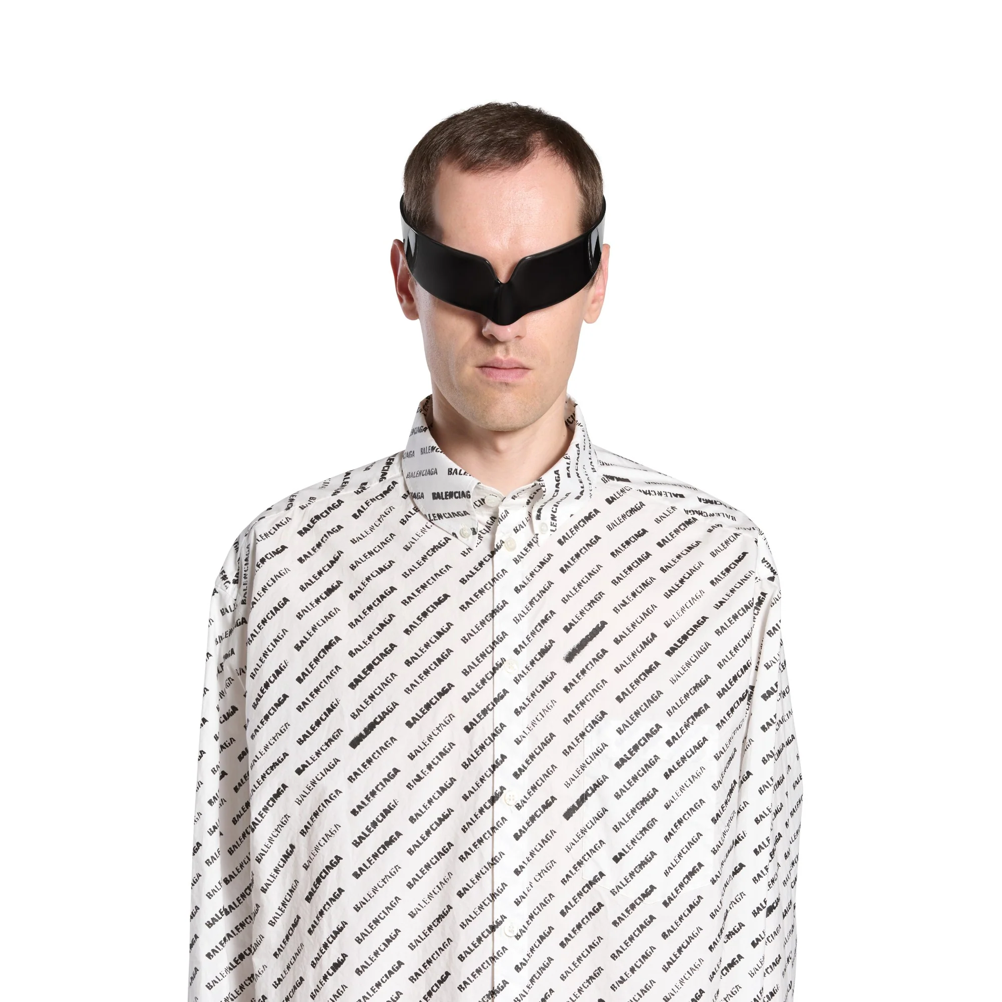 Long Sleeve Large Fit Shirt - White/Black - Image 3