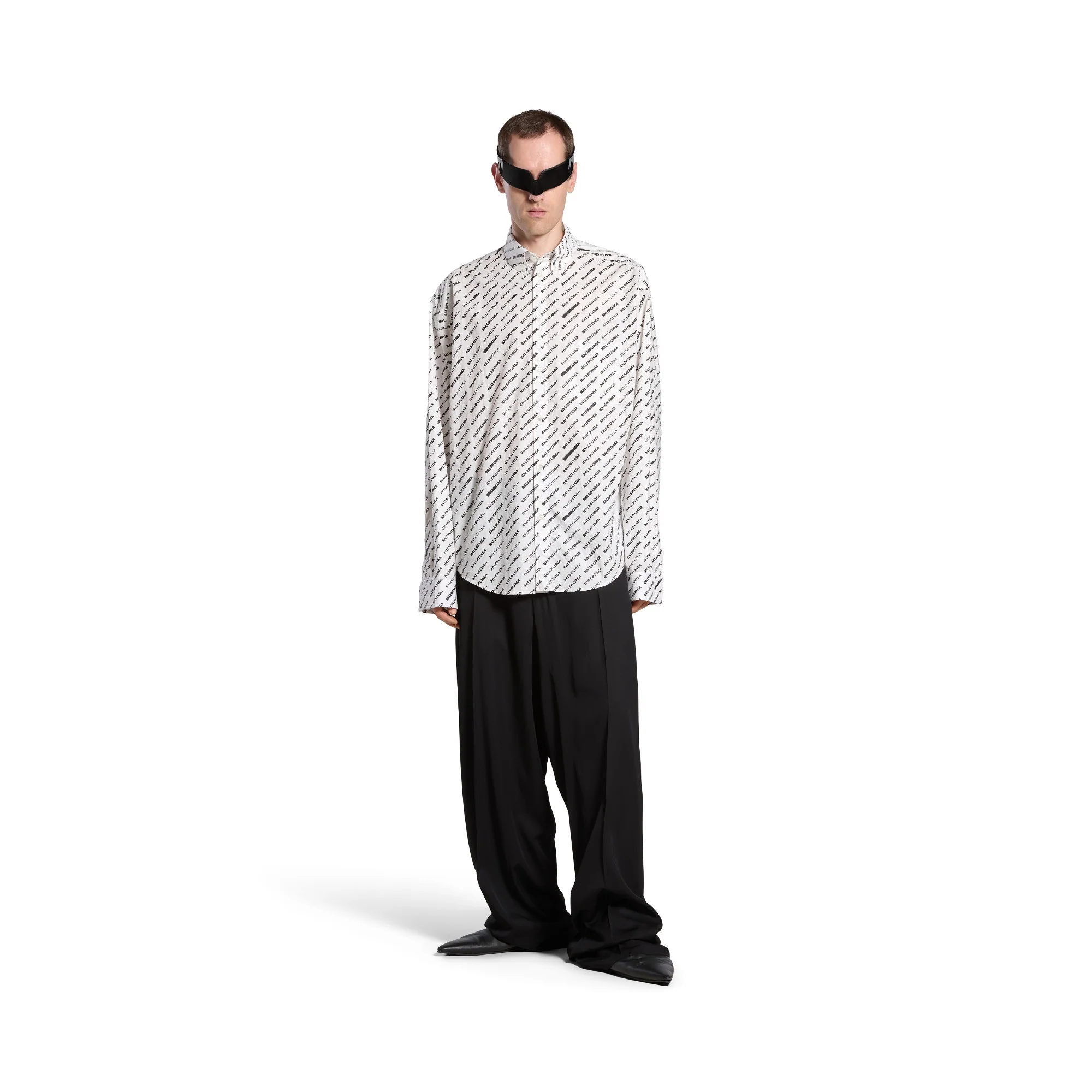 Long Sleeve Large Fit Shirt - White/Black - Image 4