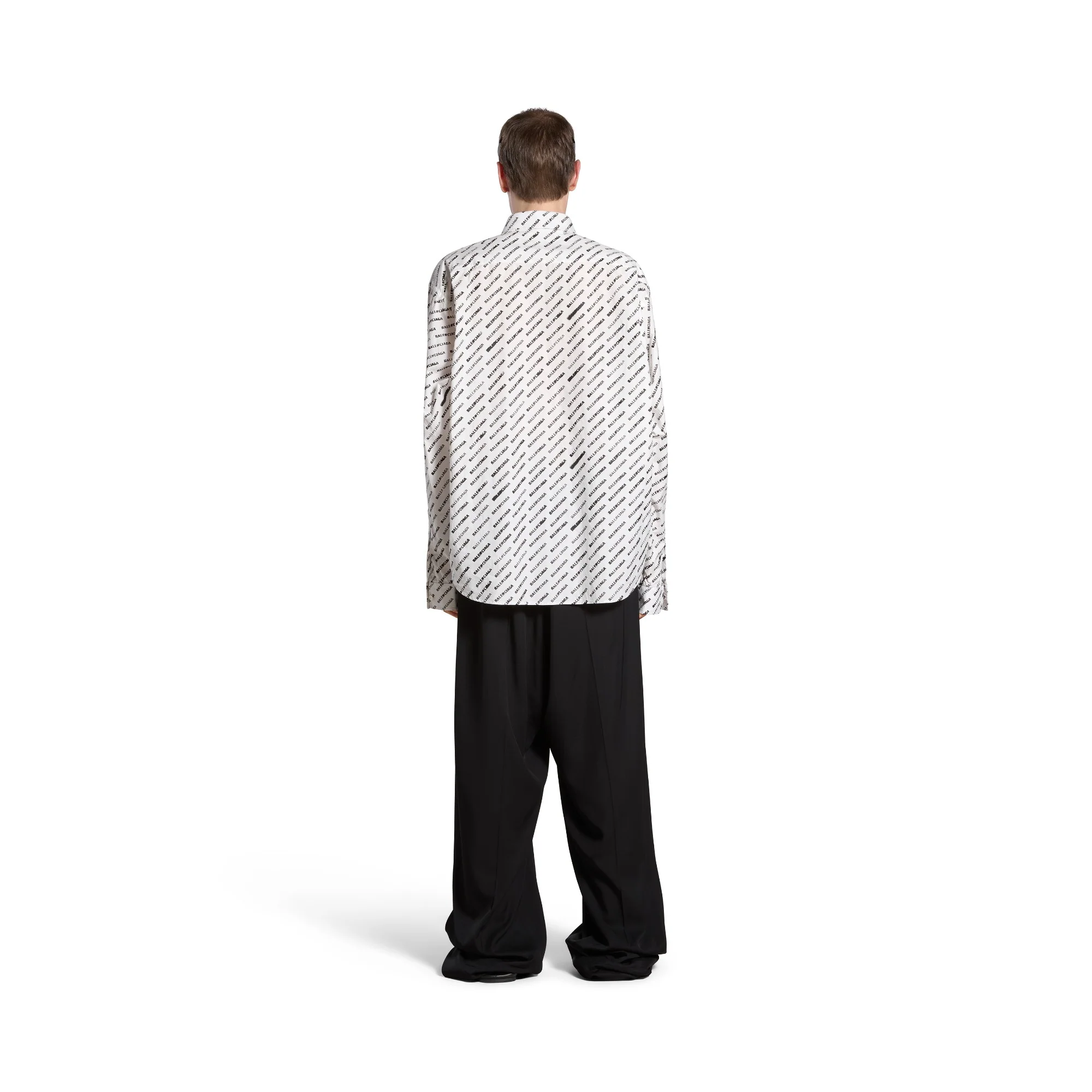 Long Sleeve Large Fit Shirt - White/Black - Image 5