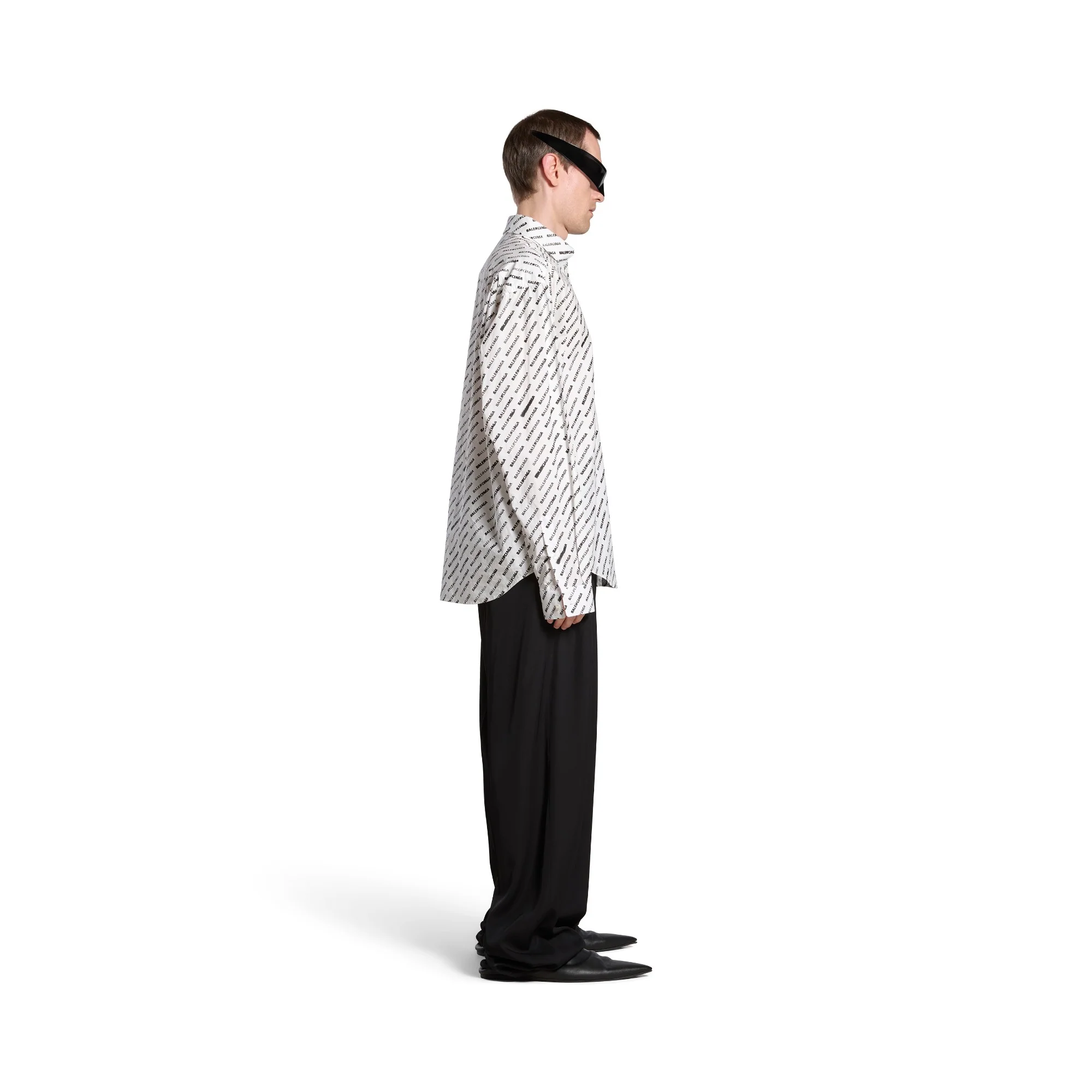Long Sleeve Large Fit Shirt - White/Black - Image 6