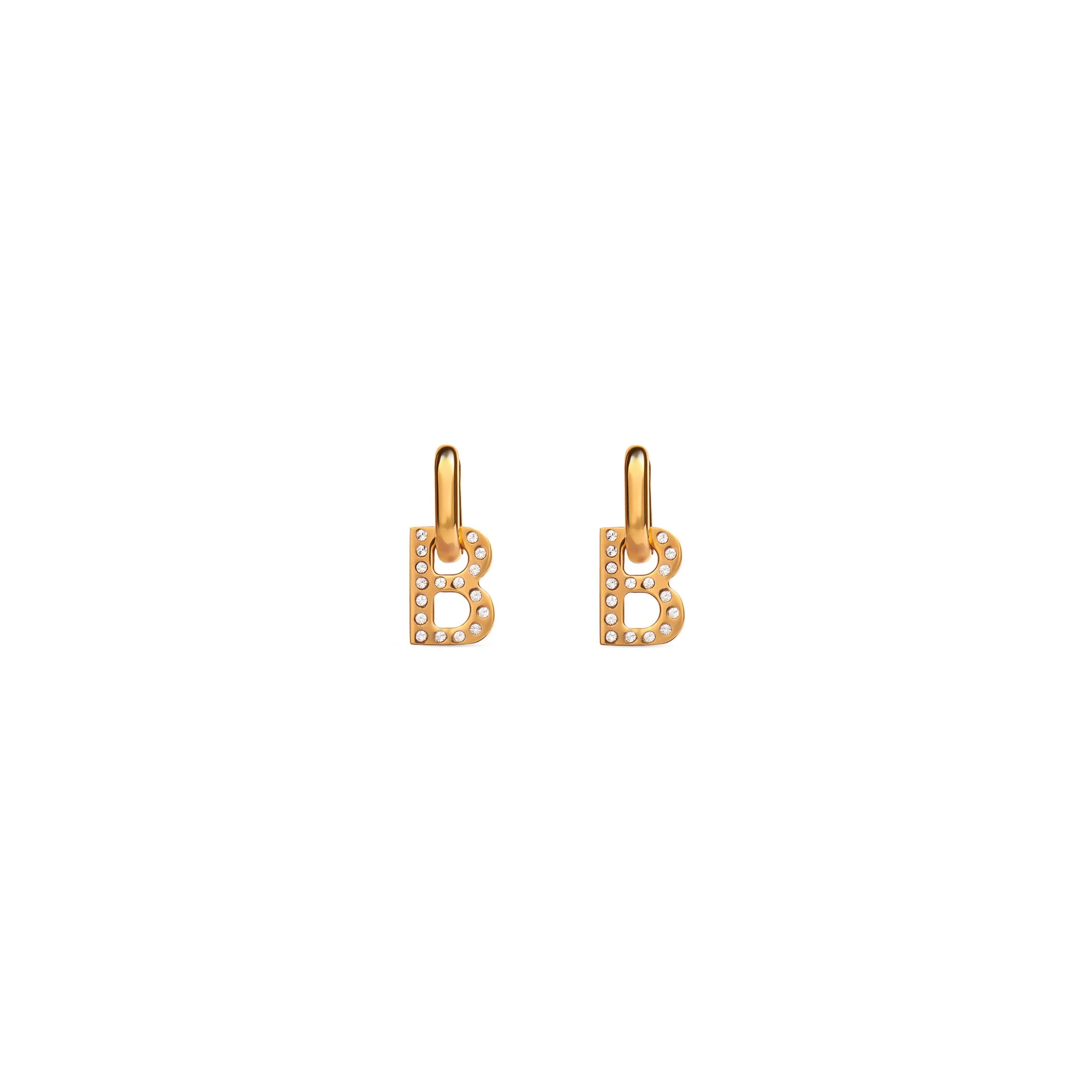 B Chain XS Earrings P - Shiny Gold/Crystal