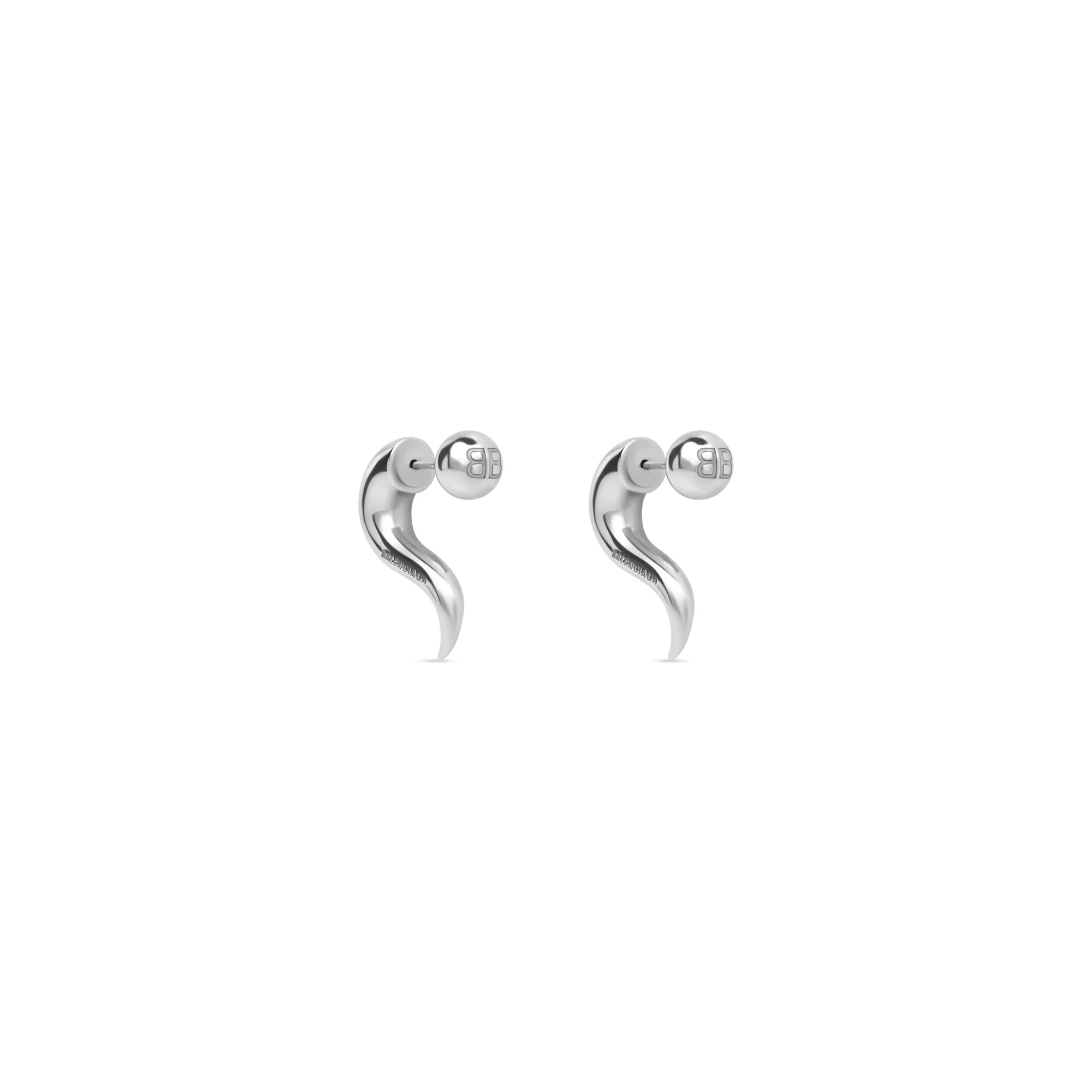 Force Horn Earrings P - Shiny Silver