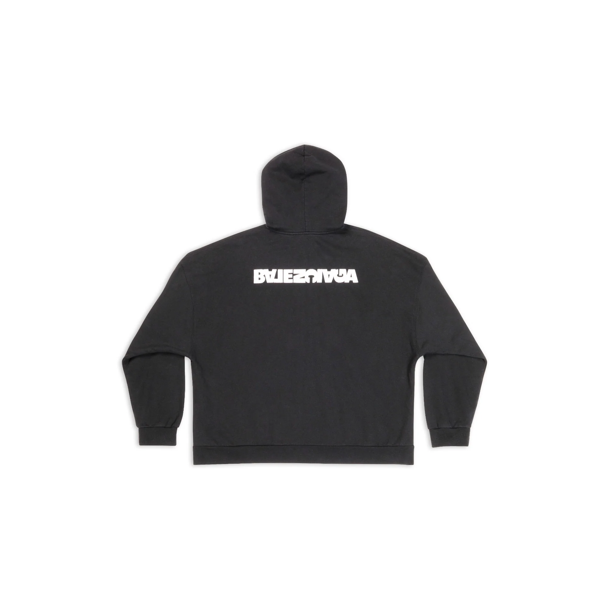 Wide Fit Zip-Up Hoodie - Washed Black/White - Image 2