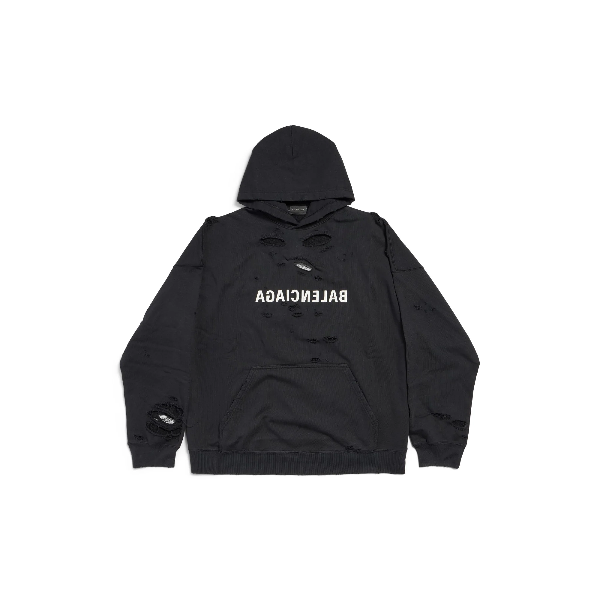 Wide Fit Hoodie - Faded Black/White